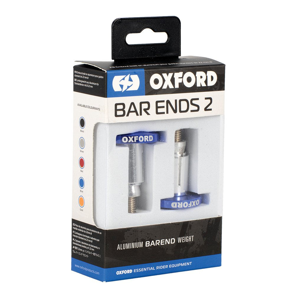 Oxford OX596 Aluminium Motorcycle Motorbike 22mm Handlebar BarEnds 2 Universal Bar Ends Blue