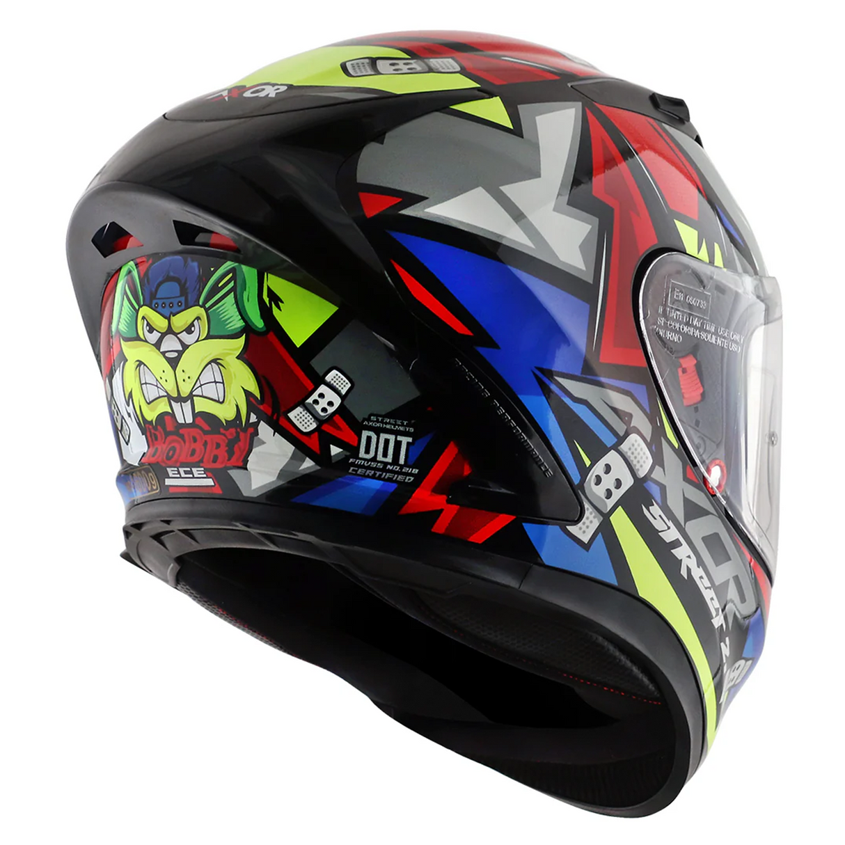 Axor Street Bobby Motorcycle Full Face Helmet Gloss Black Red