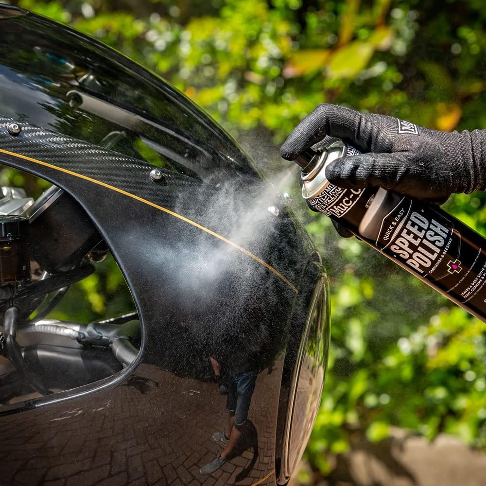Muc-Off Motorcycle Speed Polish Spray Motorbike Bees Wax Deep Shine 400ml
