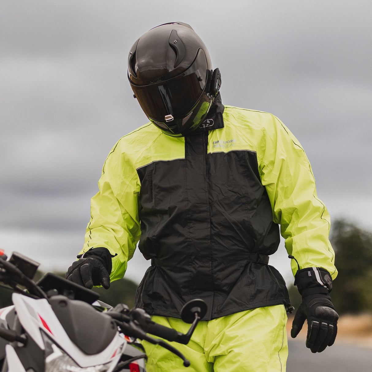Oxford Rainseal Motorcycle Over Jacket Waterproof - Black/Fluo