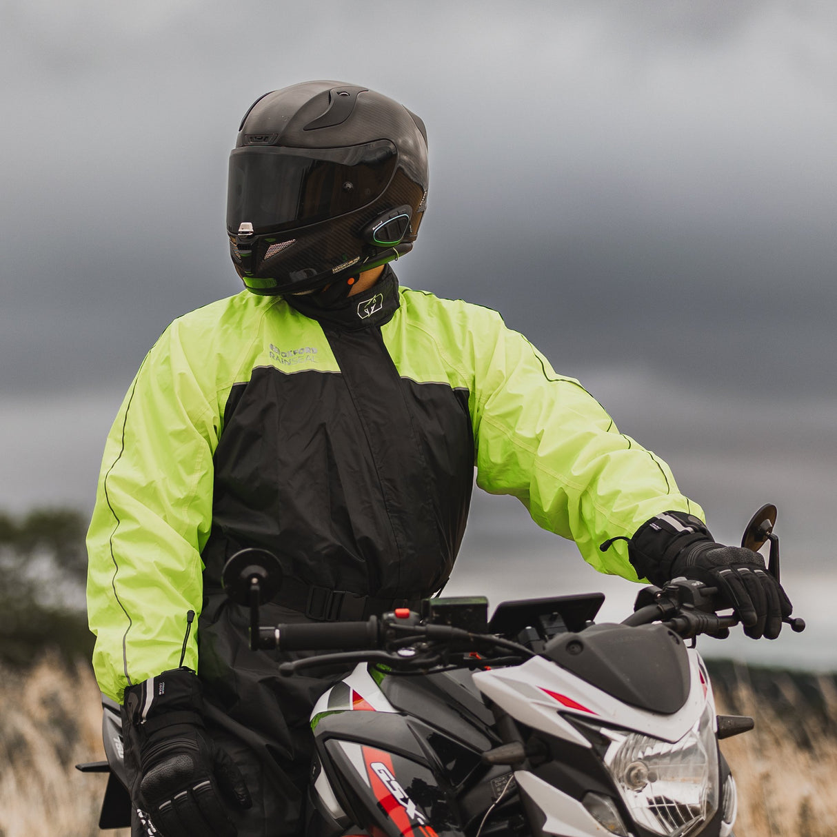 Oxford Rainseal Motorcycle Oversuit Waterproof - Black/Fluo