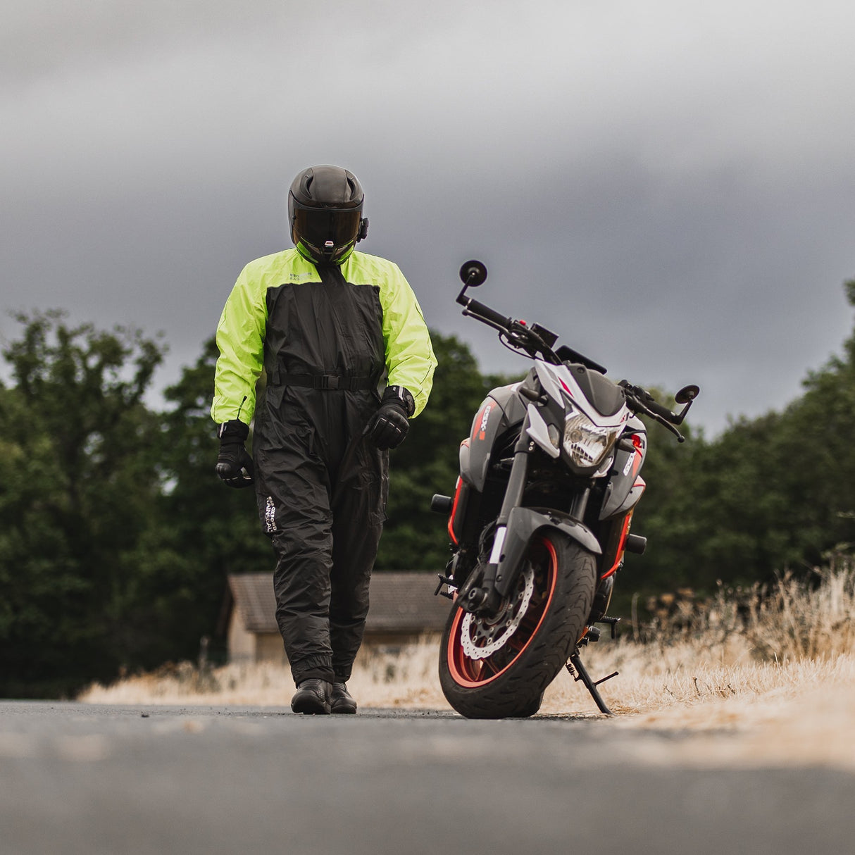 Oxford Rainseal Motorcycle Oversuit Waterproof - Black/Fluo