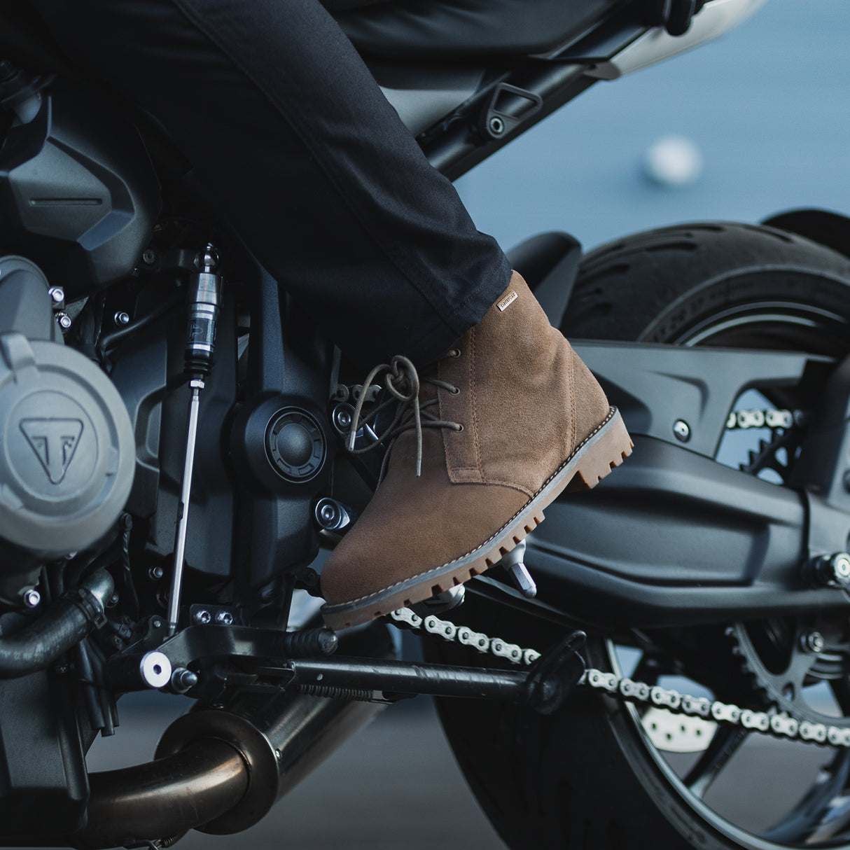 Oxford Desert Motorcycle Boots Brown Tan Leather Suede