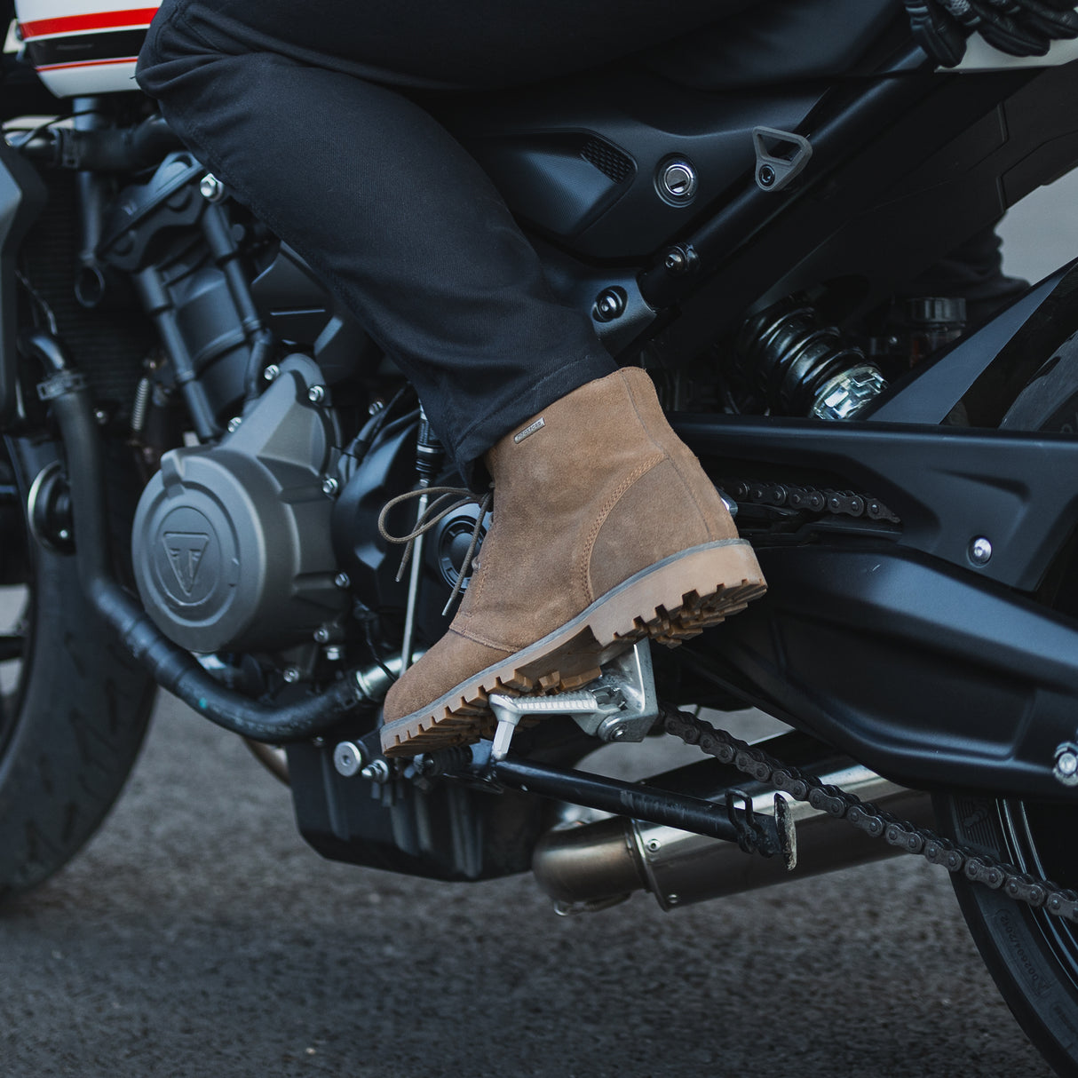 Oxford Desert Motorcycle Boots Brown Tan Leather Suede