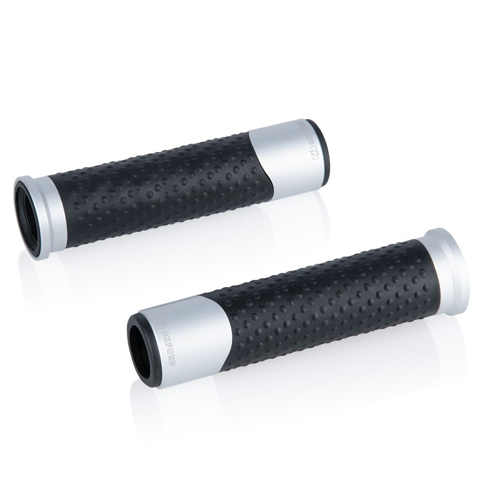 Oxford OX612 Tecnico Replacement Motorcycle Motorbike Handlebar Grips Fits Standard 22mm Black/Silver