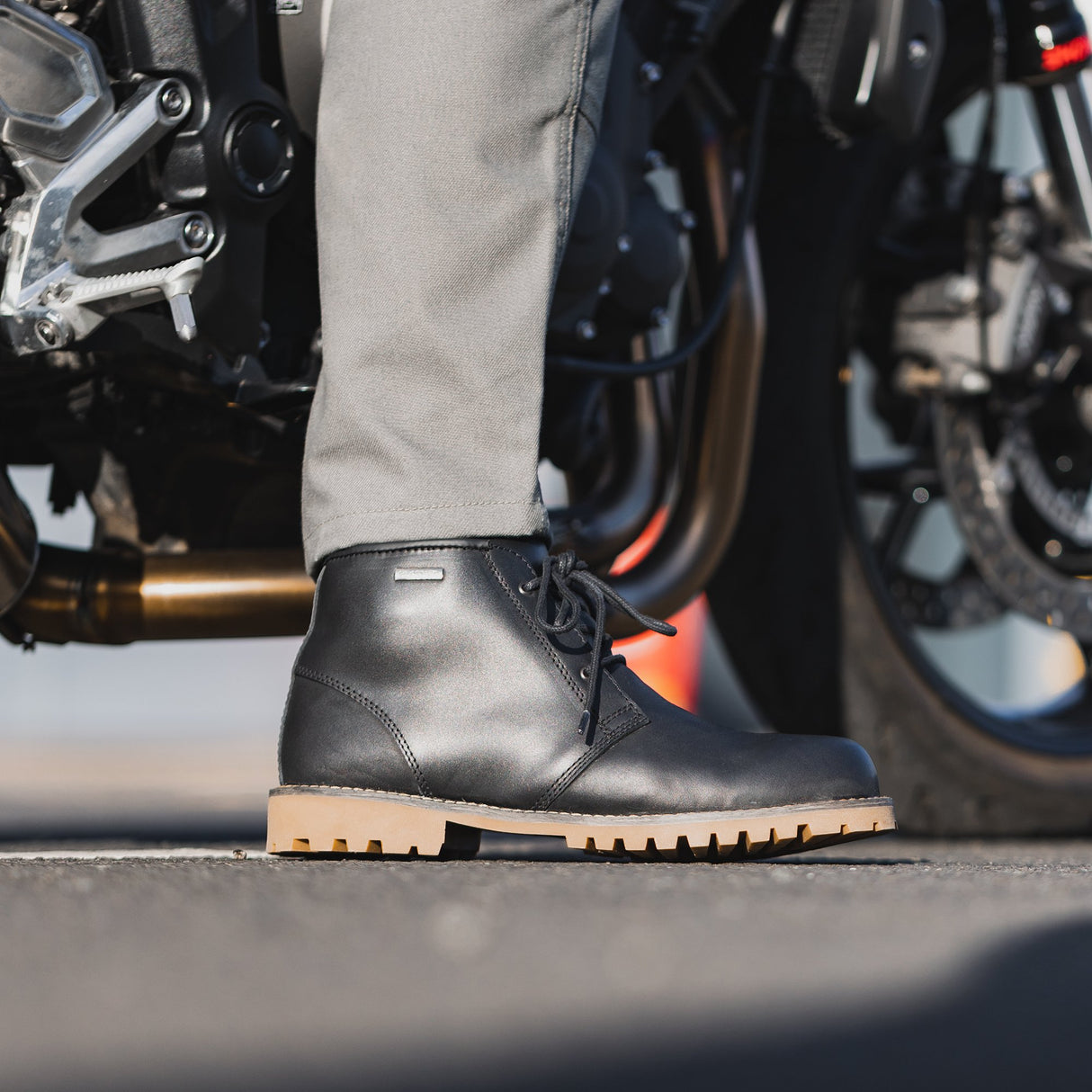 Oxford Chukka Leather Motorcycle Boots Black