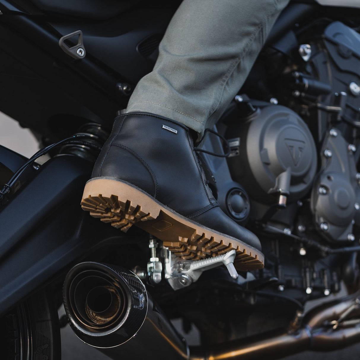 Oxford Chukka Leather Motorcycle Boots Black