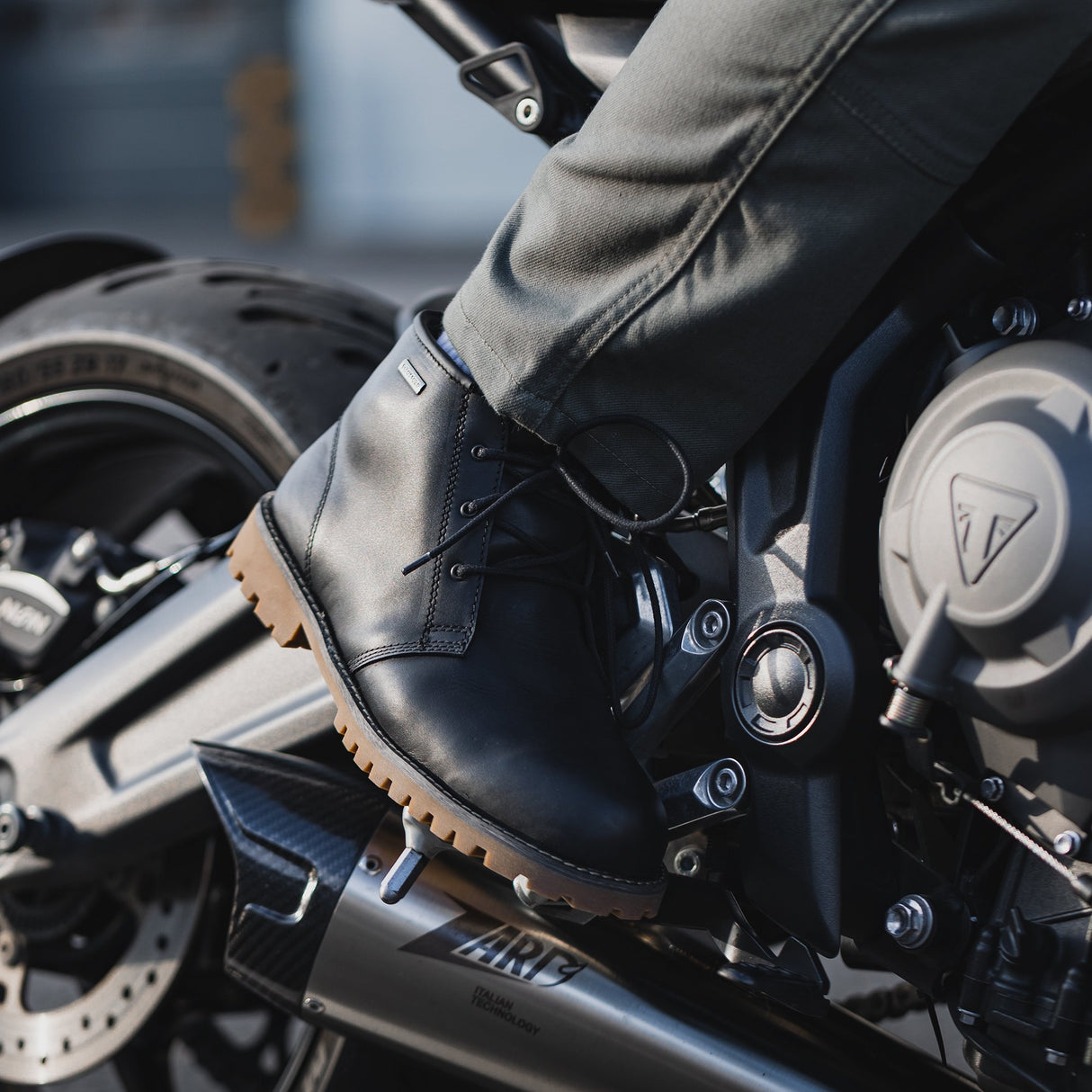 Oxford Chukka Leather Motorcycle Boots Black