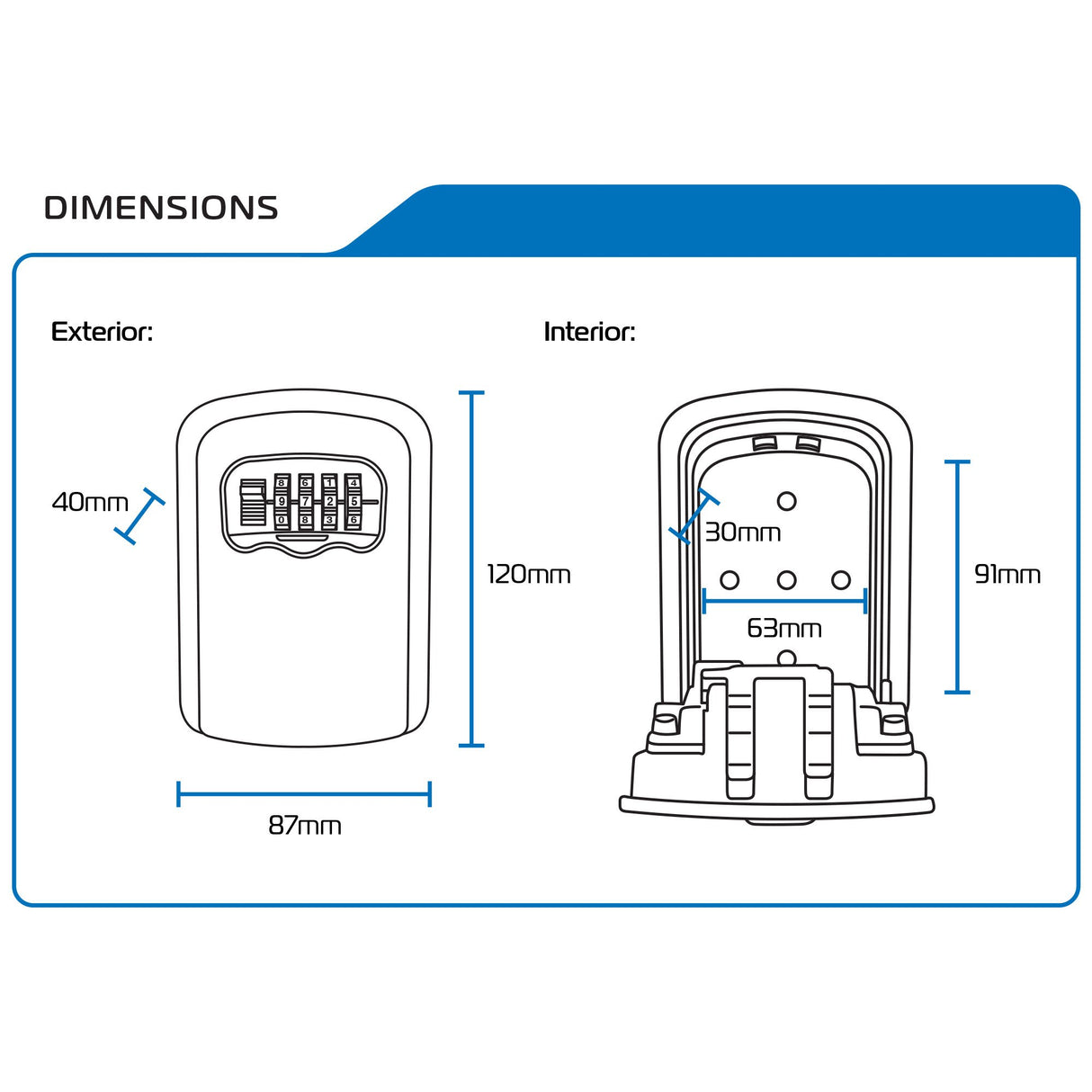 Oxford LK103 Key Safe 4 Digit Combination Lock