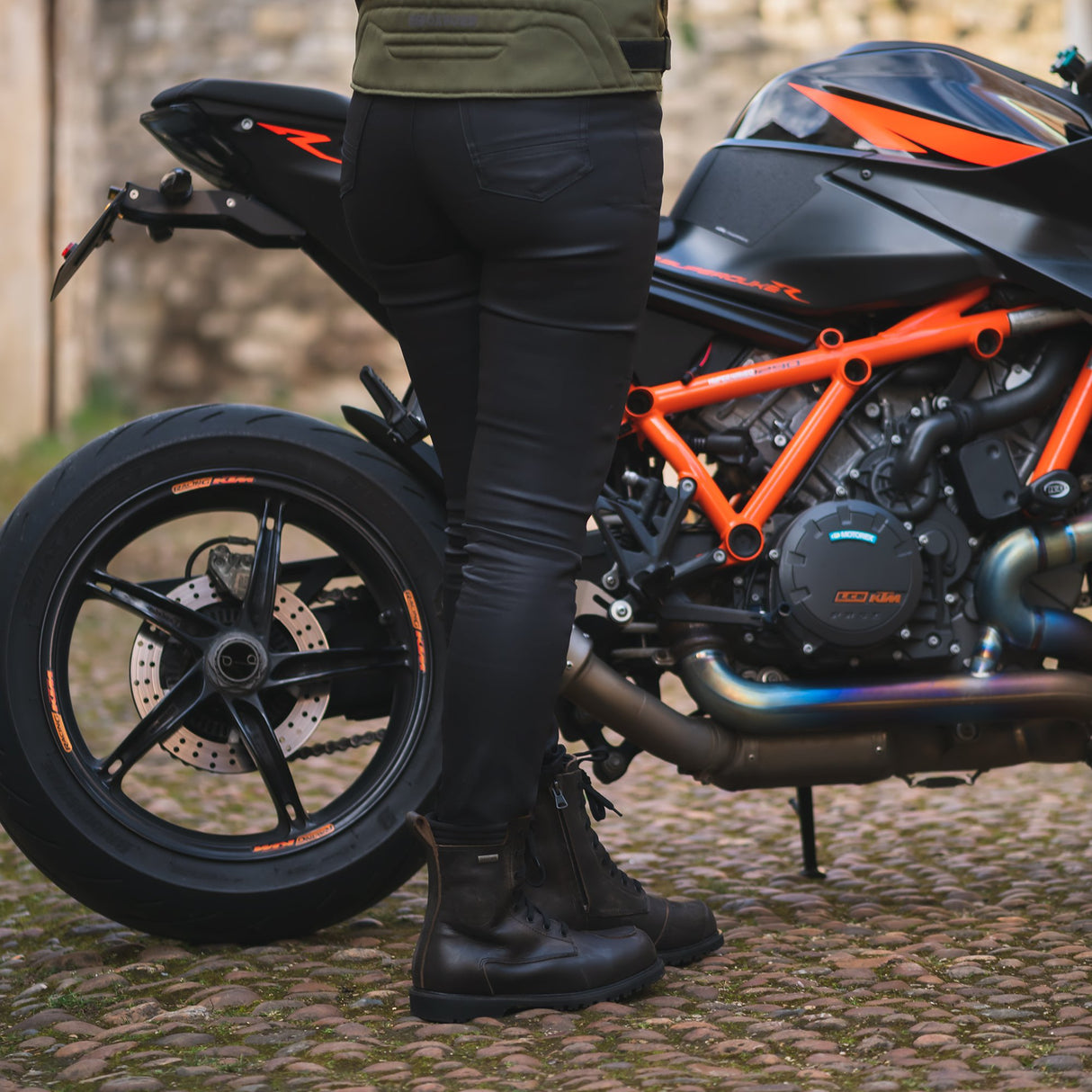 Oxford AA Wax Ladies Motorcycle Jegging Black