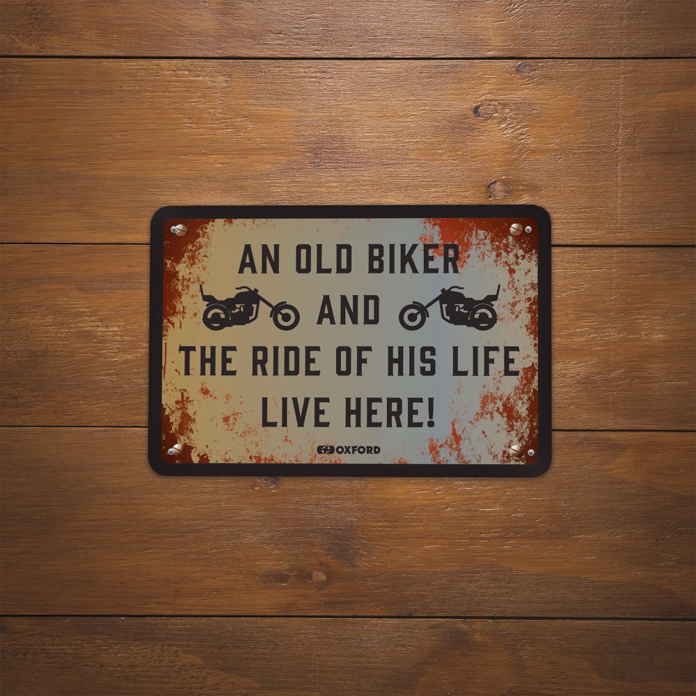Oxford OX376 Garage Workshop Metal Sign: THE RIDE OF HIS LIFE LIVE HERE