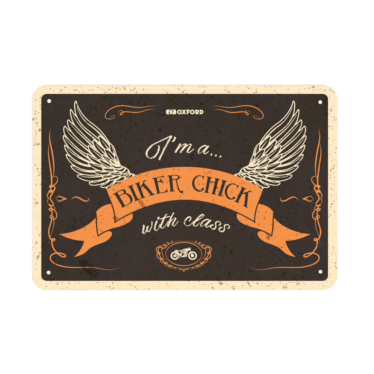 Oxford OX367 Garage Workshop Metal Sign: BIKER CHICK WITH CLASS