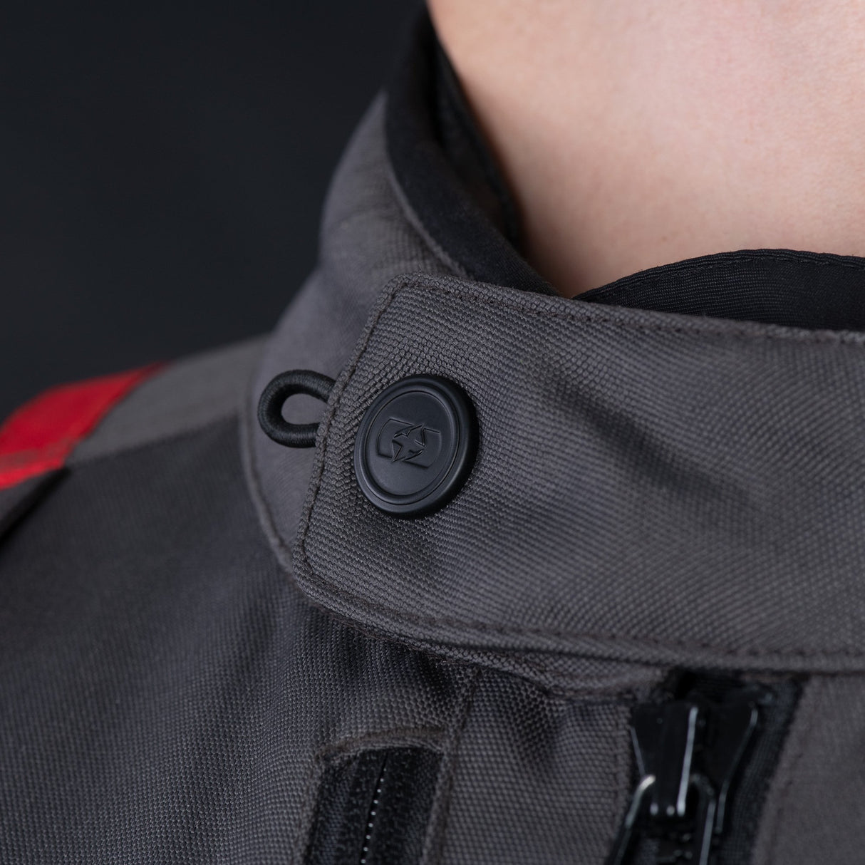 Oxford Rockland Men's Motorcycle Jacket Charcoal Black Red