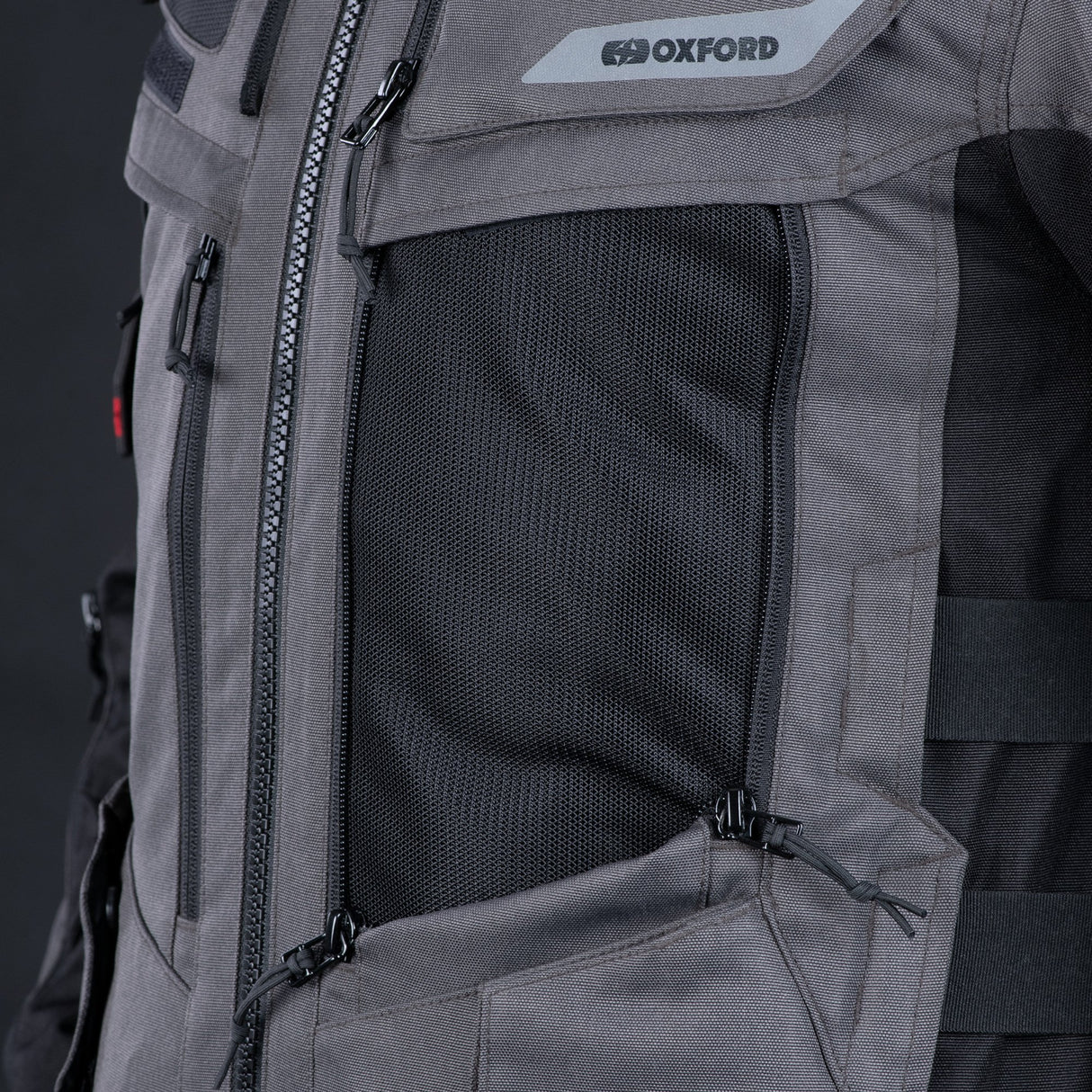 Oxford Rockland Men's Motorcycle Jacket Charcoal Black Red