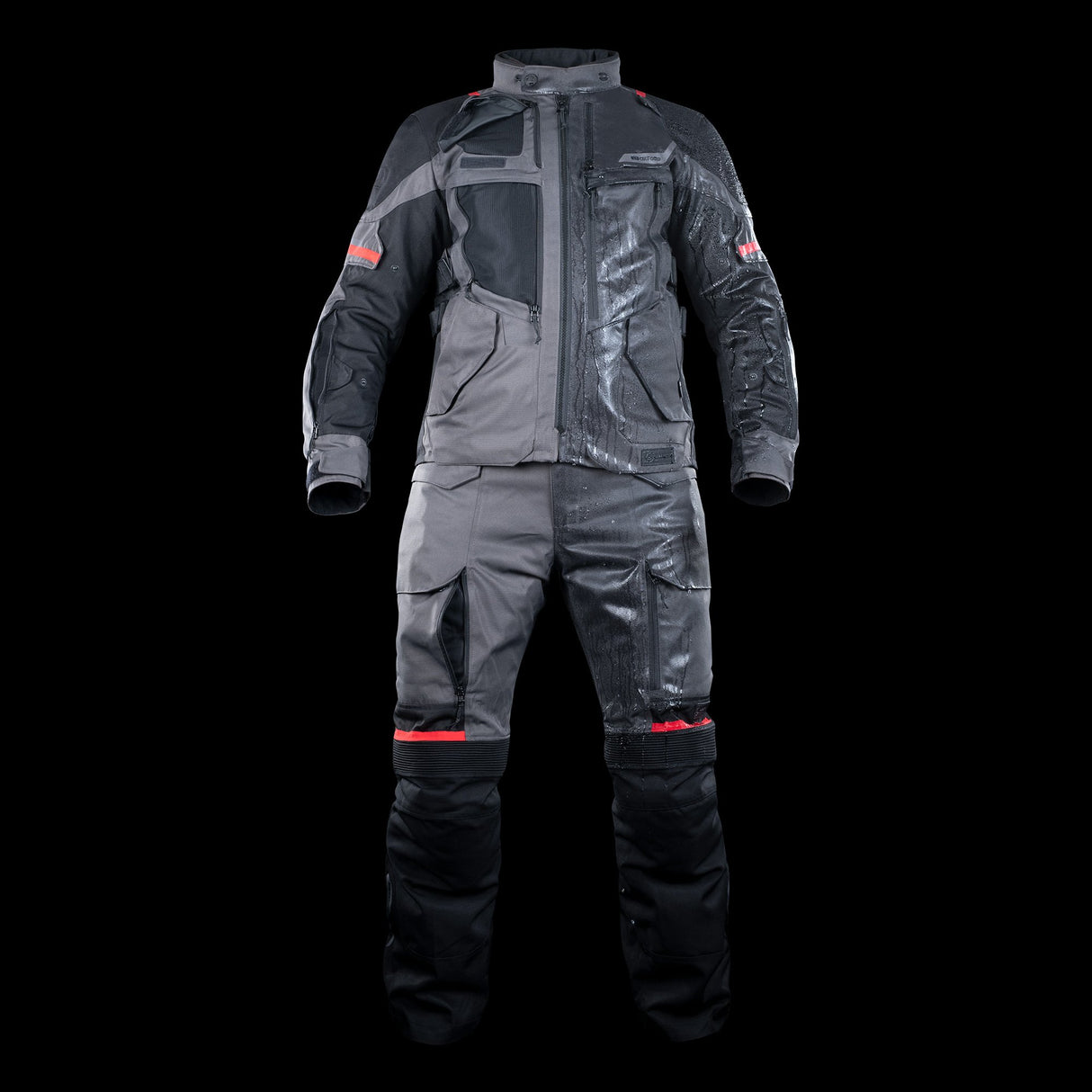 Oxford Rockland Men's Motorcycle Jacket Charcoal Black Red