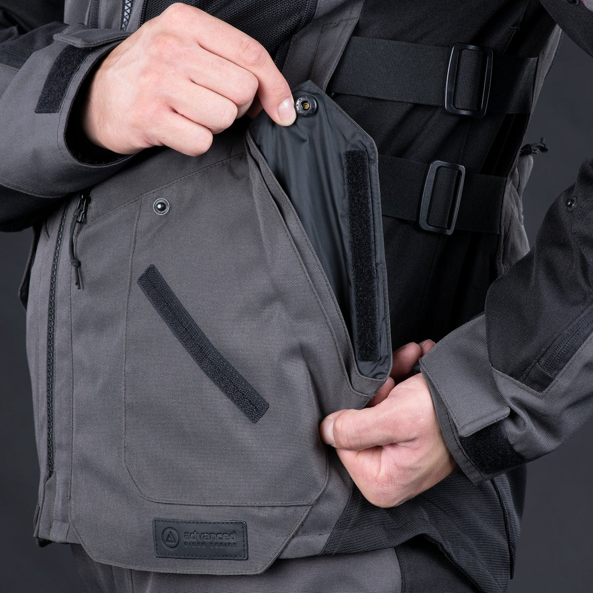 Oxford Rockland Men's Motorcycle Jacket Charcoal Black Red