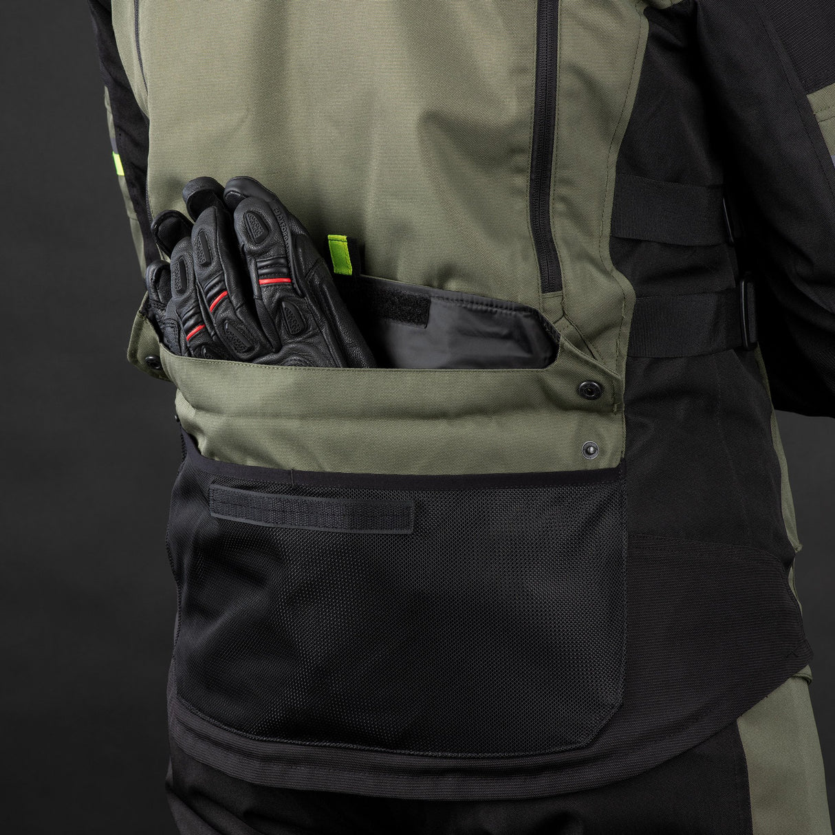 Oxford Rockland Men's Motorcycle Jacket Khaki Black Fluo