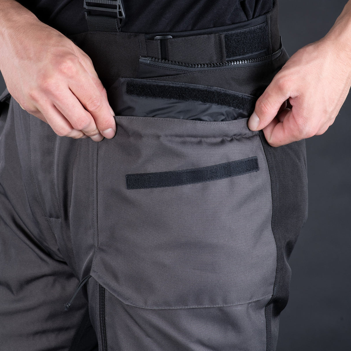 Oxford Rockland Motorcycle Trousers Charcoal Black Red