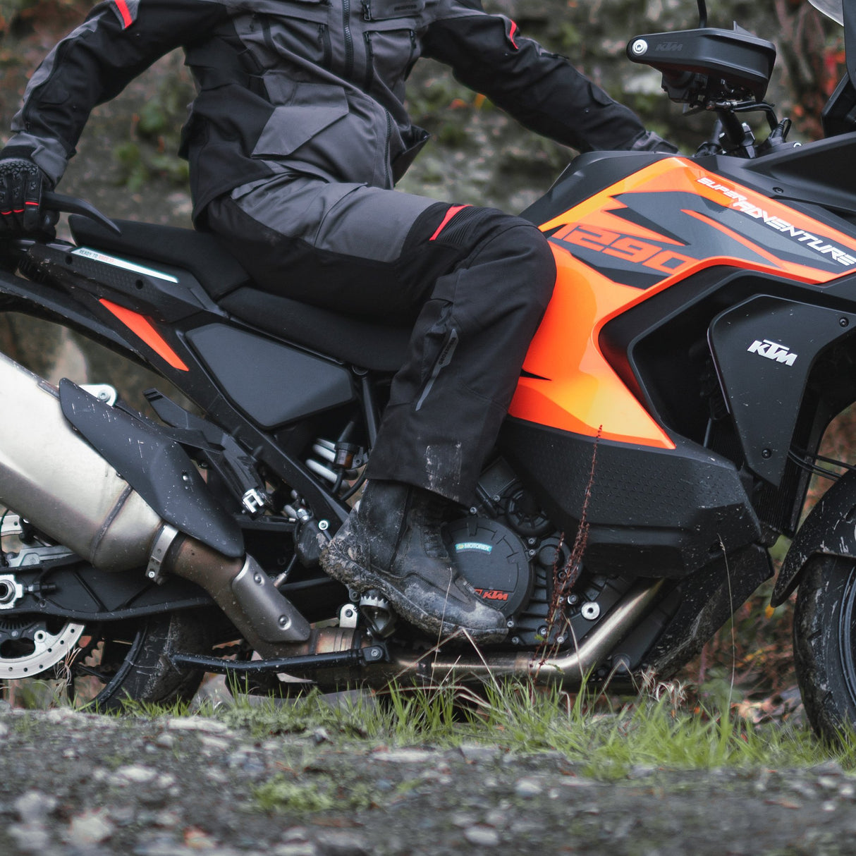 Oxford Rockland Motorcycle Trousers Charcoal Black Red