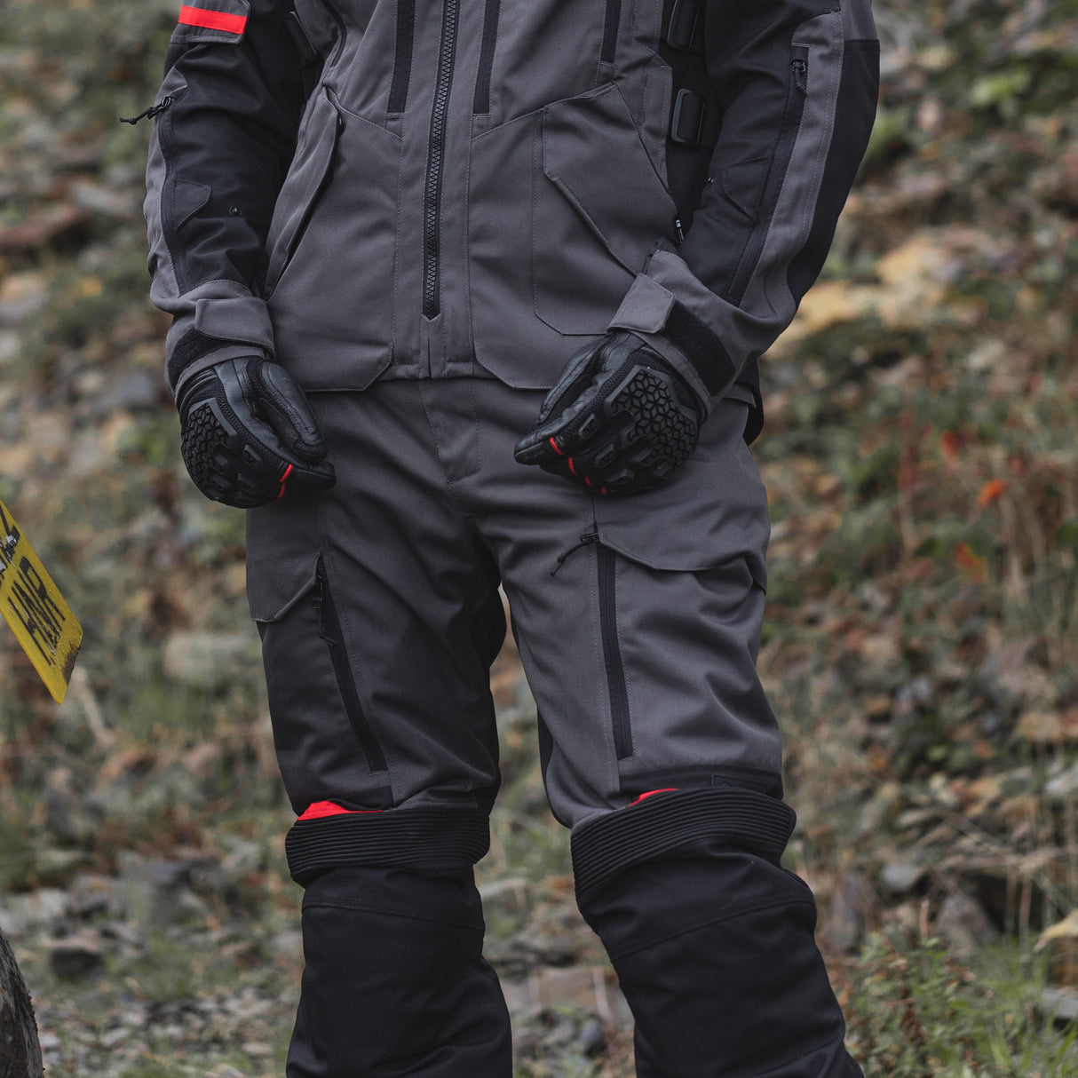 Oxford Rockland Motorcycle Trousers Charcoal Black Red