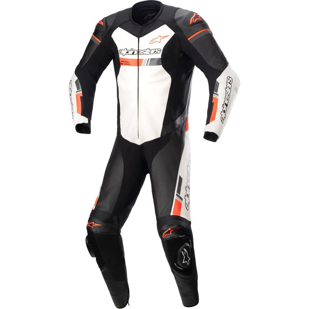 Alpinestars GP Force Chaser One Piece Leather Suit Black White Fluo Red
