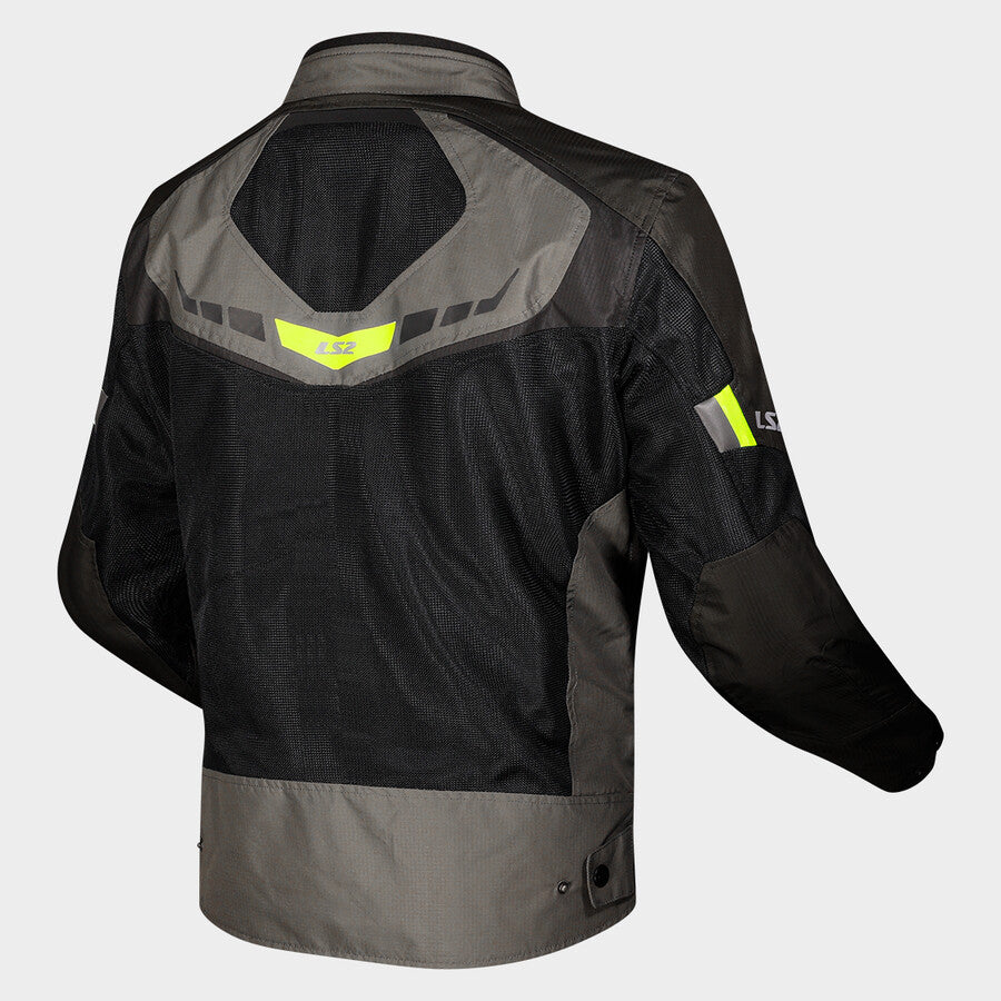 LS2 Garda Air Textile Men's Jacket Green Black Hi-Viz Yellow