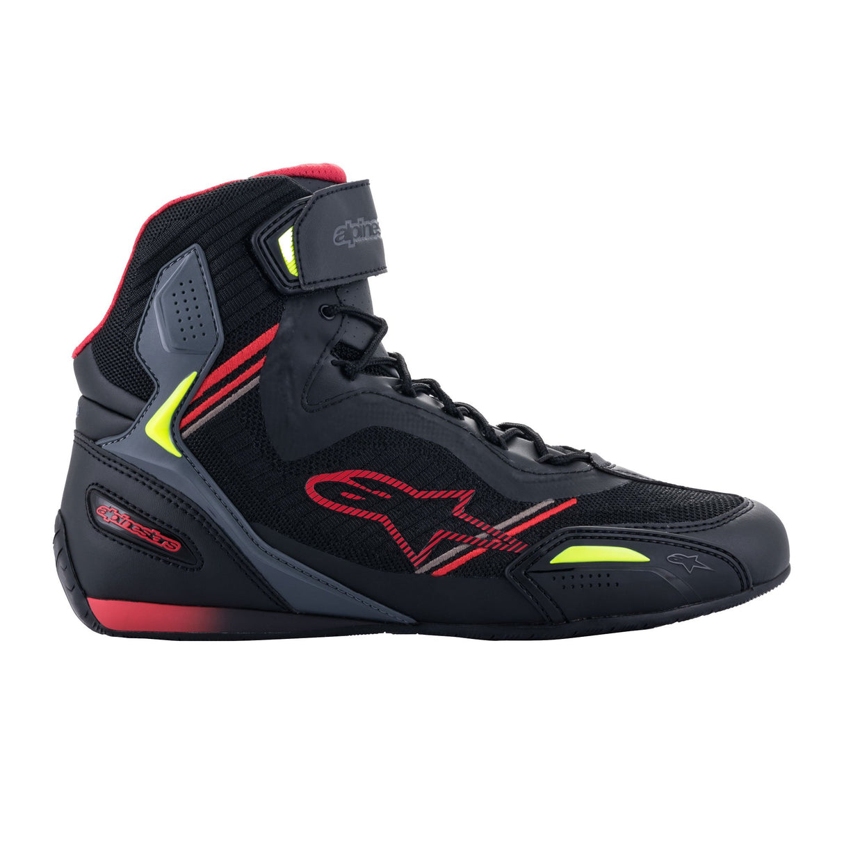 Alpinestars Faster-3 Rideknit Shoes Boots - Black Red Yellow Fluo