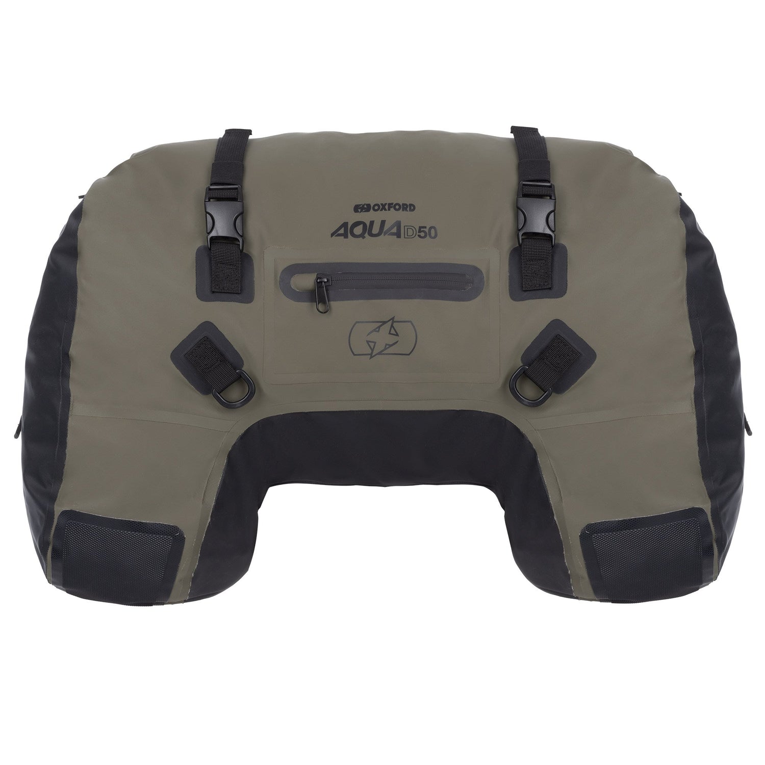 Oxford Aqua D-50 Waterproof Duffle Bag Motorcycle Motorbike Tail Bag Luggage 50L Khaki/Black