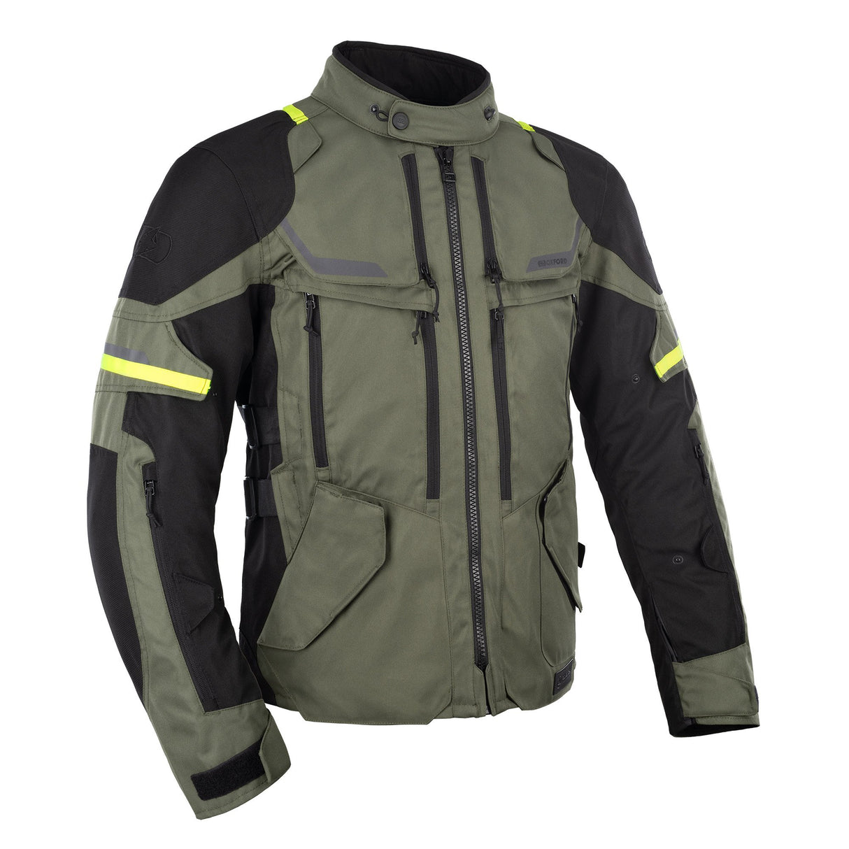 Oxford Rockland Motorcycle Jacket Khaki Black Fluo