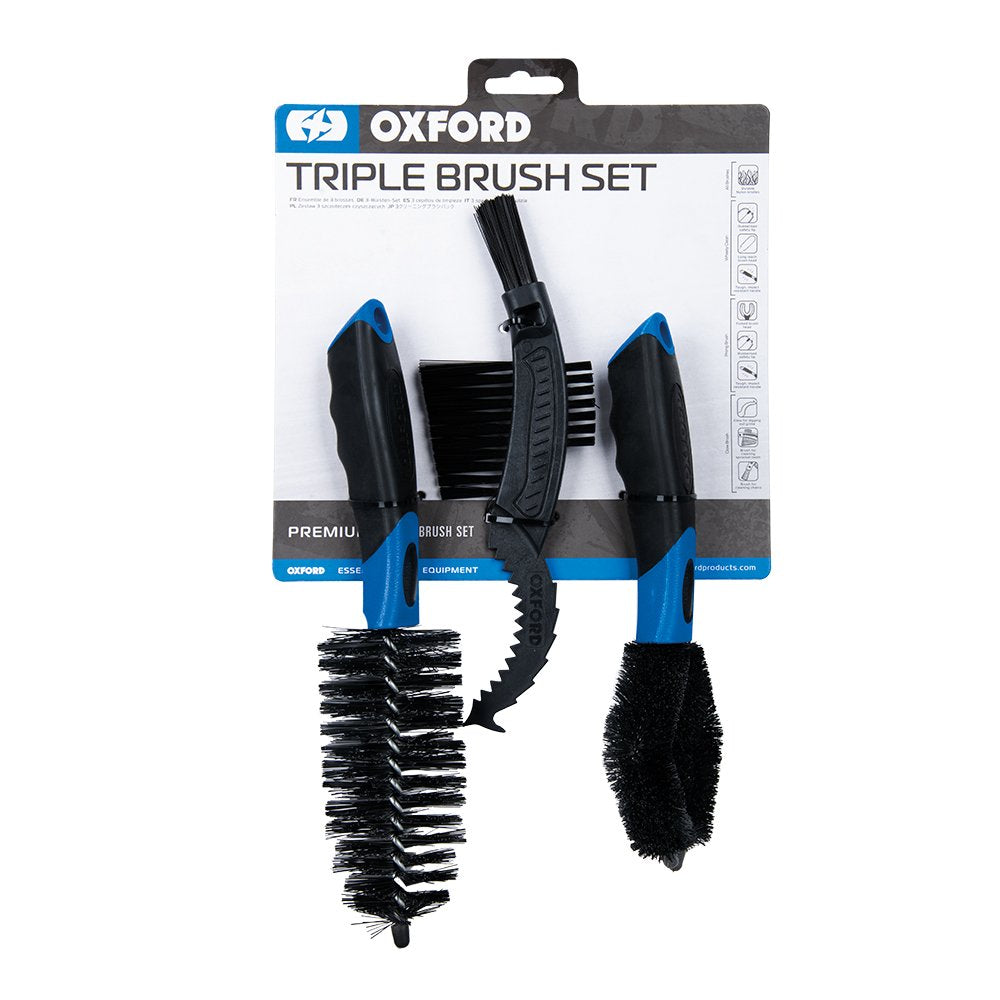 Oxford OX738 Triple Brush Set Motorcycle Cleaning Brushes