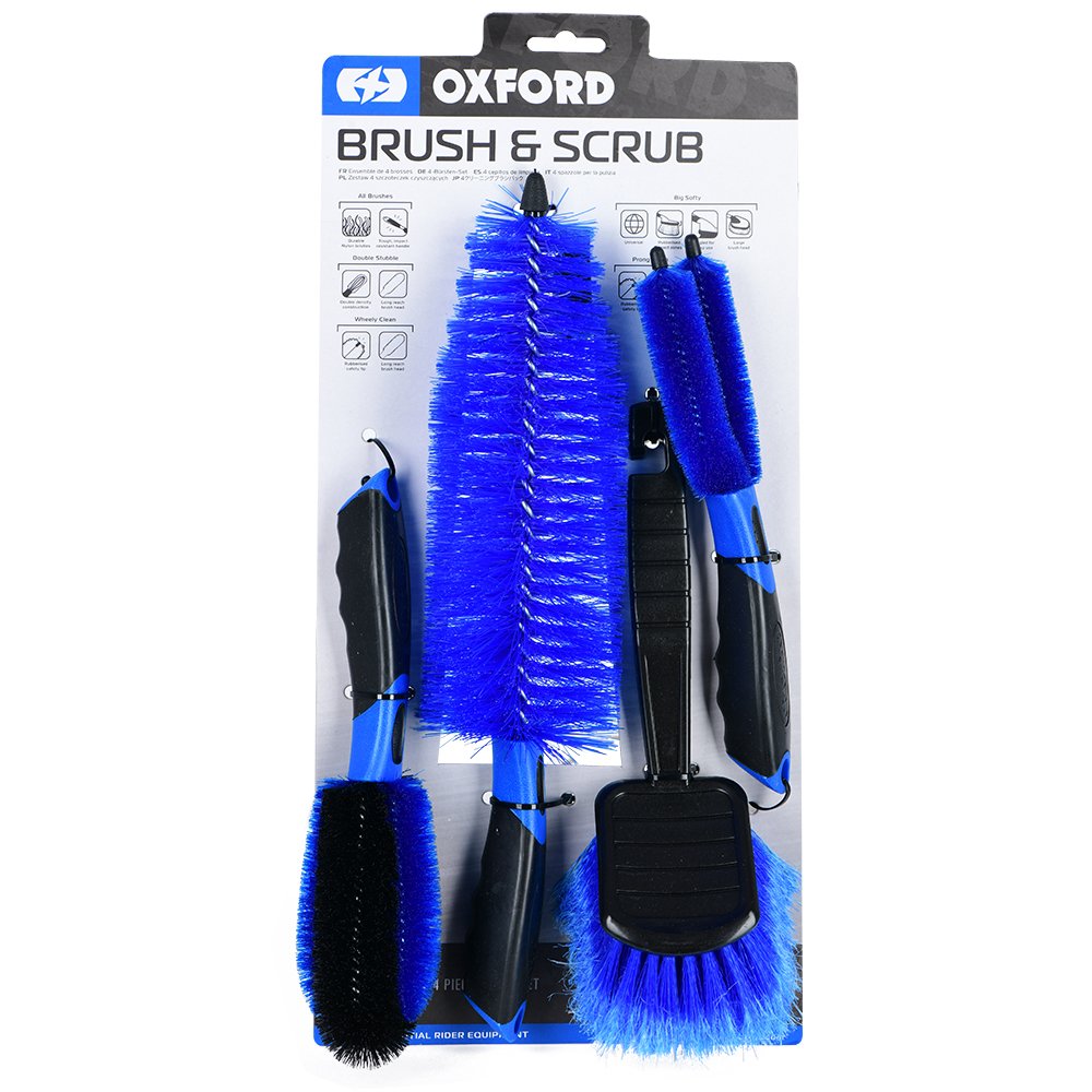 Oxford OX739 Brush & Scrub Set Essential Motorcycle Cleaning Brushes Kit 4PC