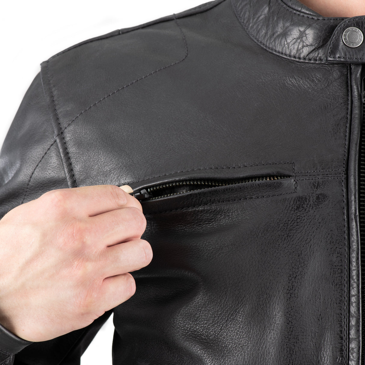 Oxford Holton Men's Leather Motorcycle Jacket Black