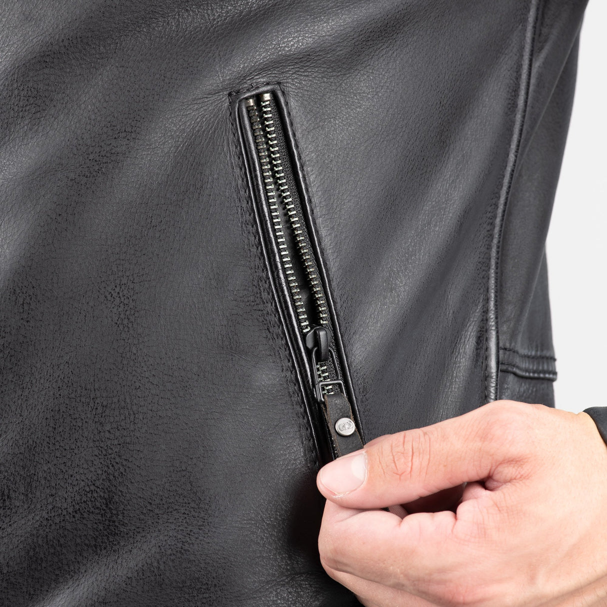 Oxford Holton Men's Leather Motorcycle Jacket Black