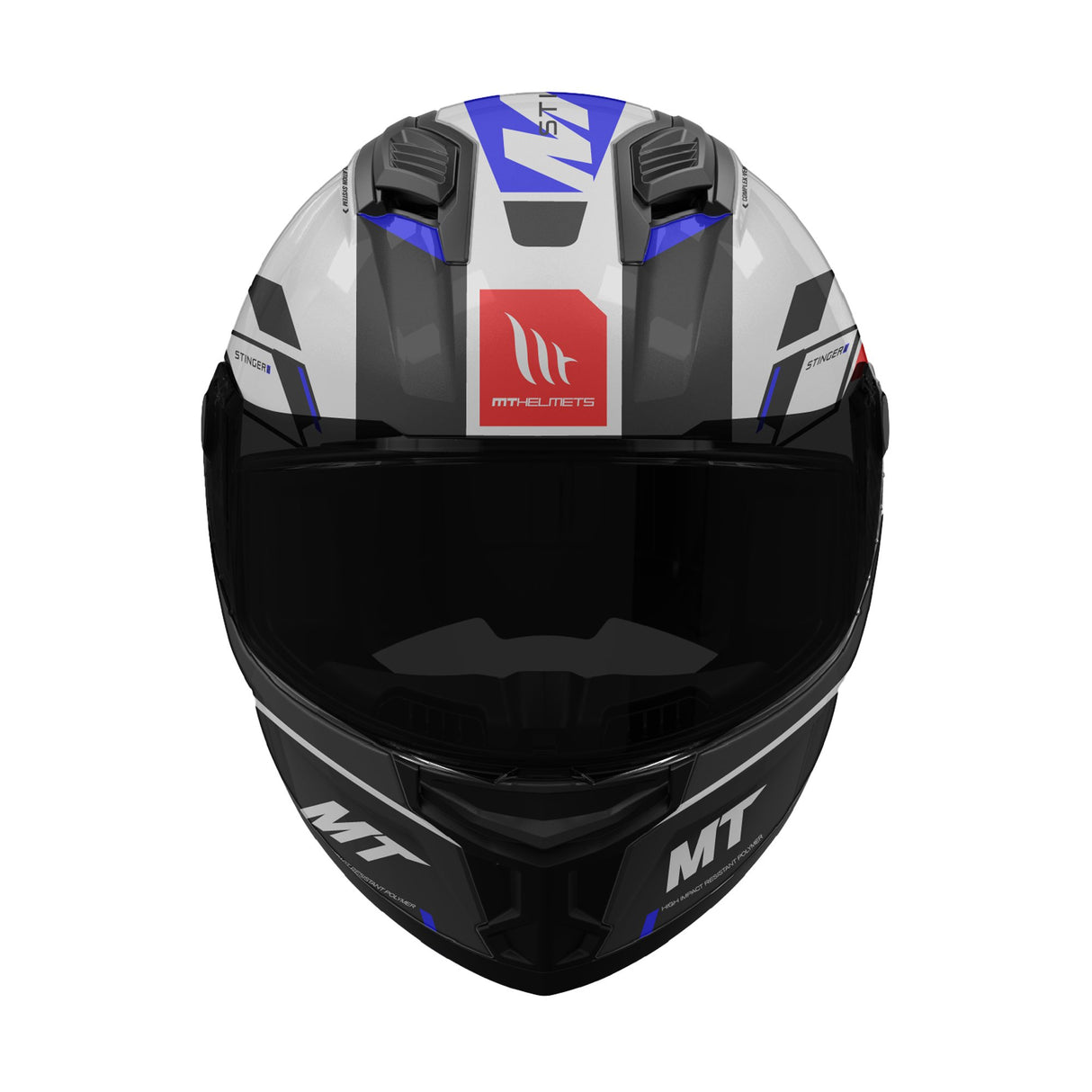 MT Stinger 2 Zivze A7 Gloss Black White Blue Motorcycle Helmet