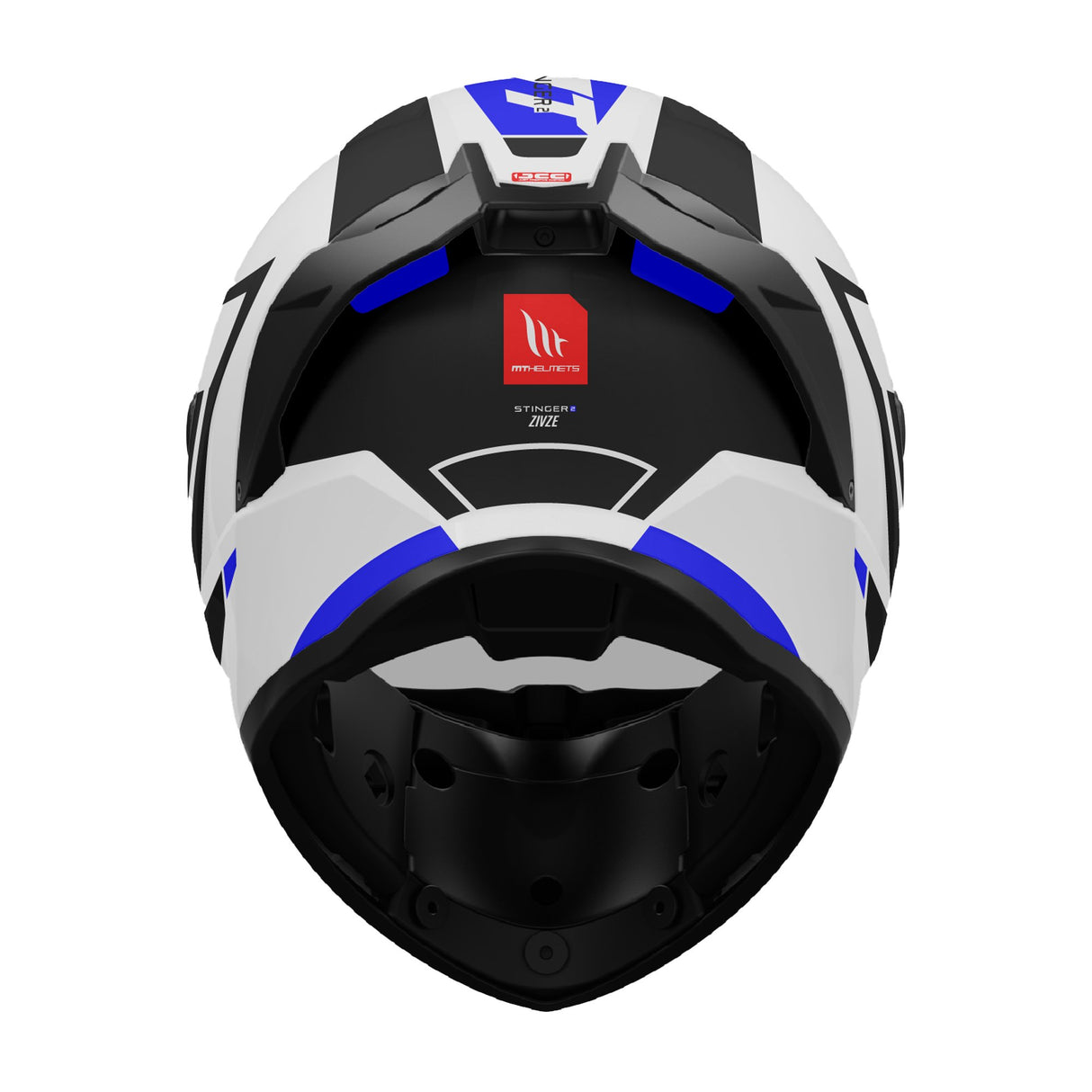 MT Stinger 2 Zivze A7 Gloss Black White Blue Motorcycle Helmet