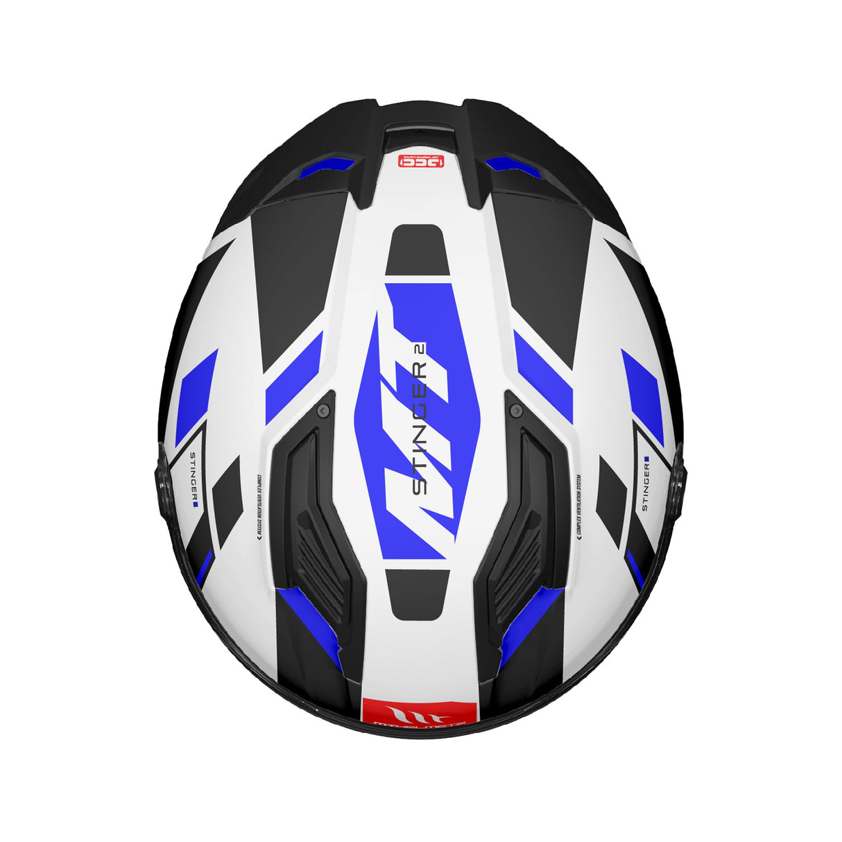 MT Stinger 2 Zivze A7 Gloss Black White Blue Motorcycle Helmet