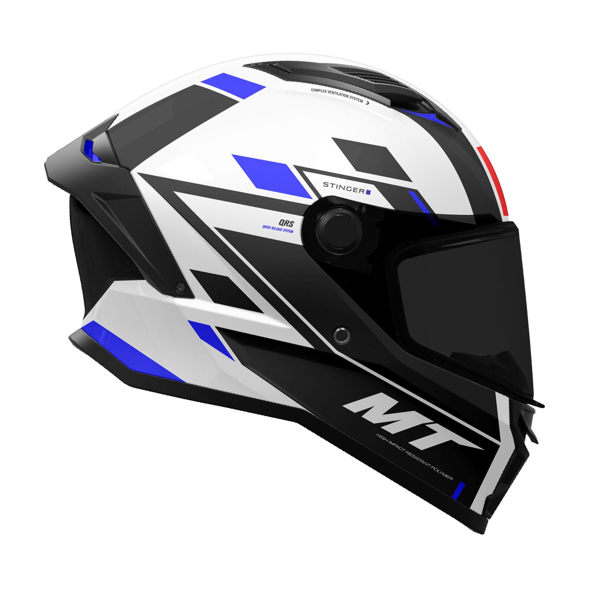 MT Stinger 2 Zivze A7 Gloss Black White Blue Motorcycle Helmet