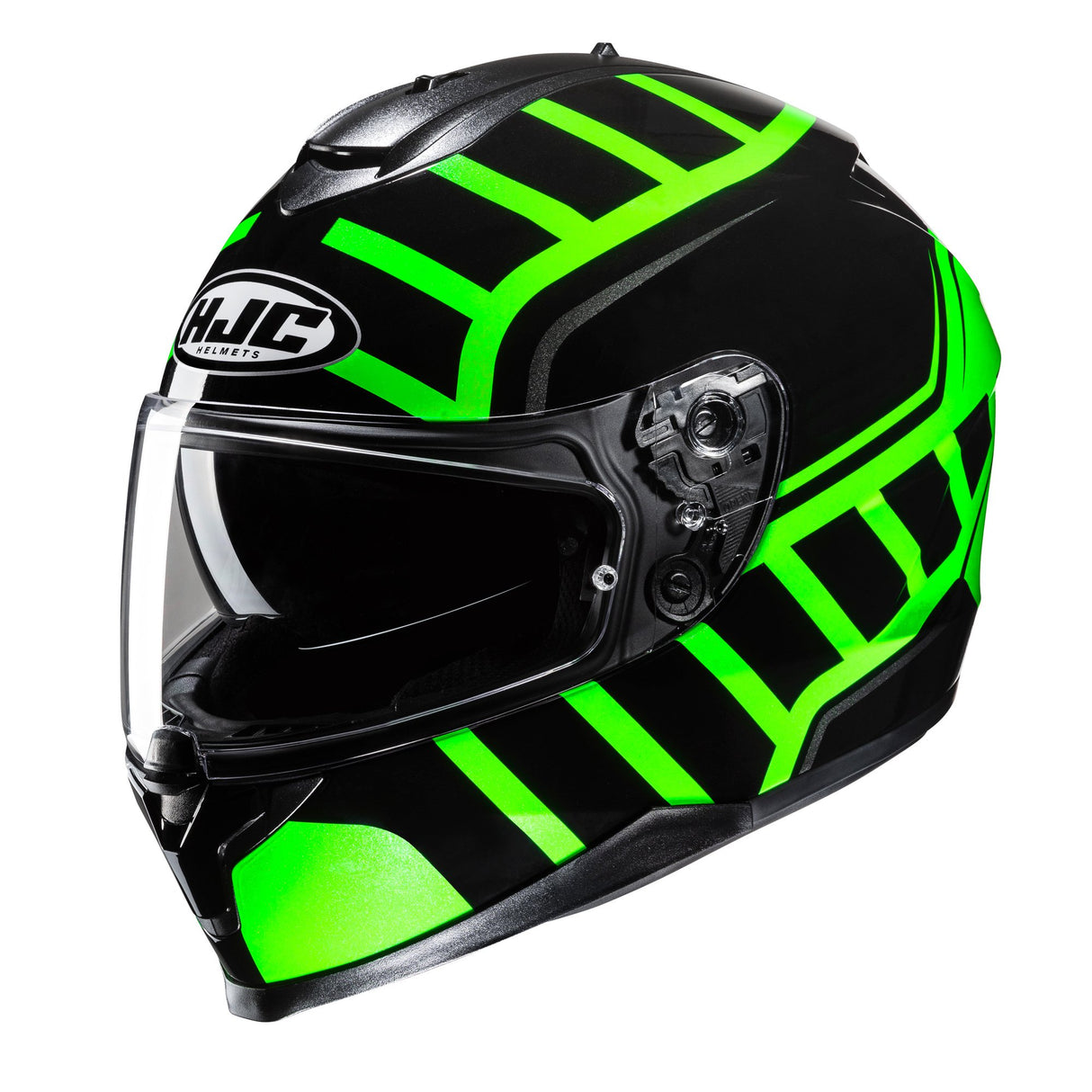 HJC C70N Holt MC4H Green Motorcycle Helmet Gloss Black