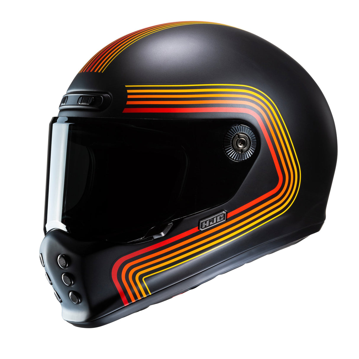 HJC V10 Foni MC1SF Red Motorcycle Helmet Orange Yellow Rainbow Stripes