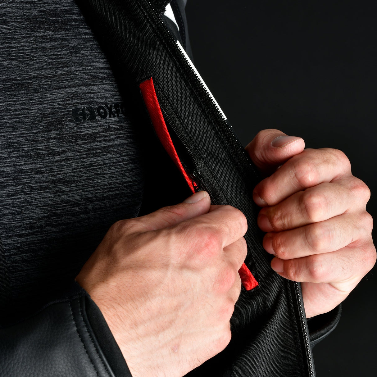 Oxford Nexus 1.0 Men's Leather Motorcycle Jacket Black White