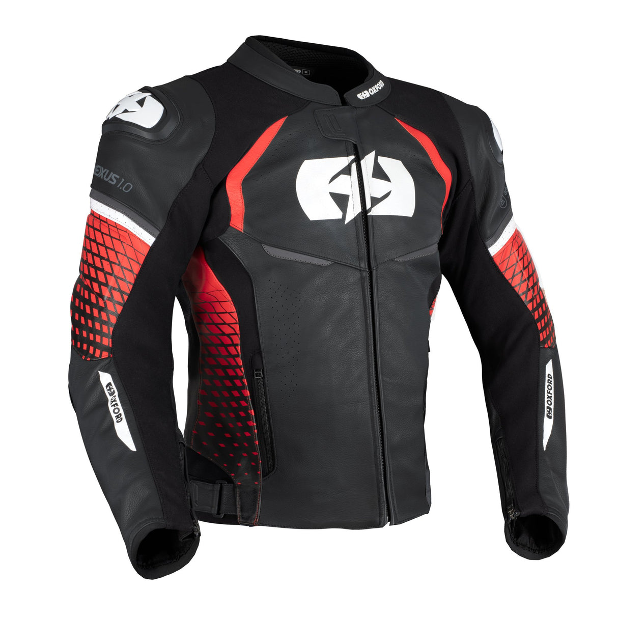 Oxford Nexus 1.0 Leather Black/Red Motorcycle Jacket