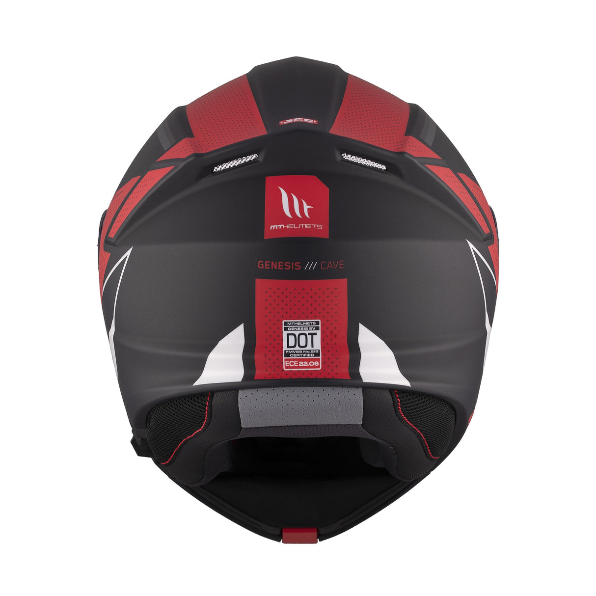 MT Genesis SV Cave A5 Matt Black Red Flip Front Motorcycle Helmet