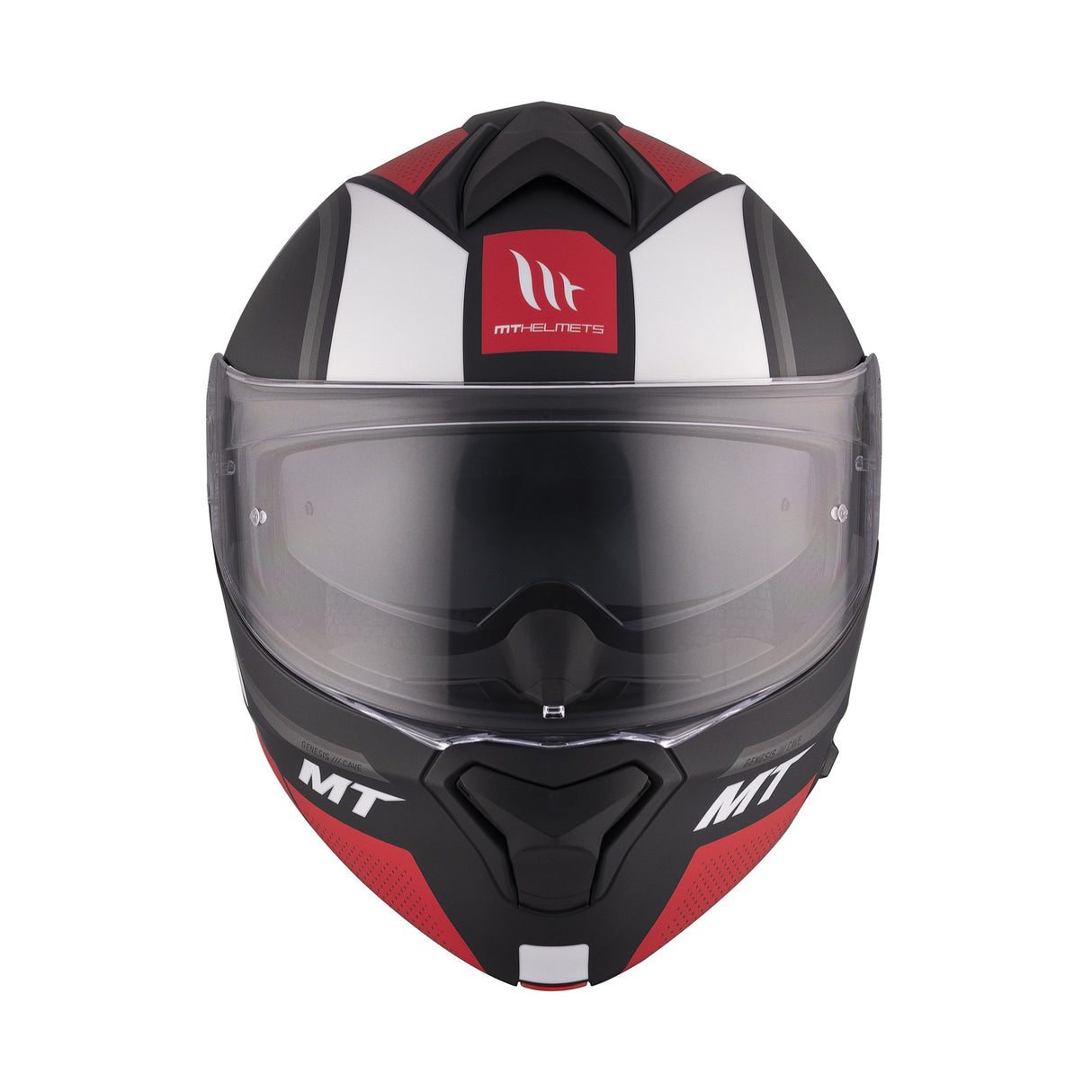 MT Genesis SV Cave A5 Matt Black Red Flip Front Motorcycle Helmet