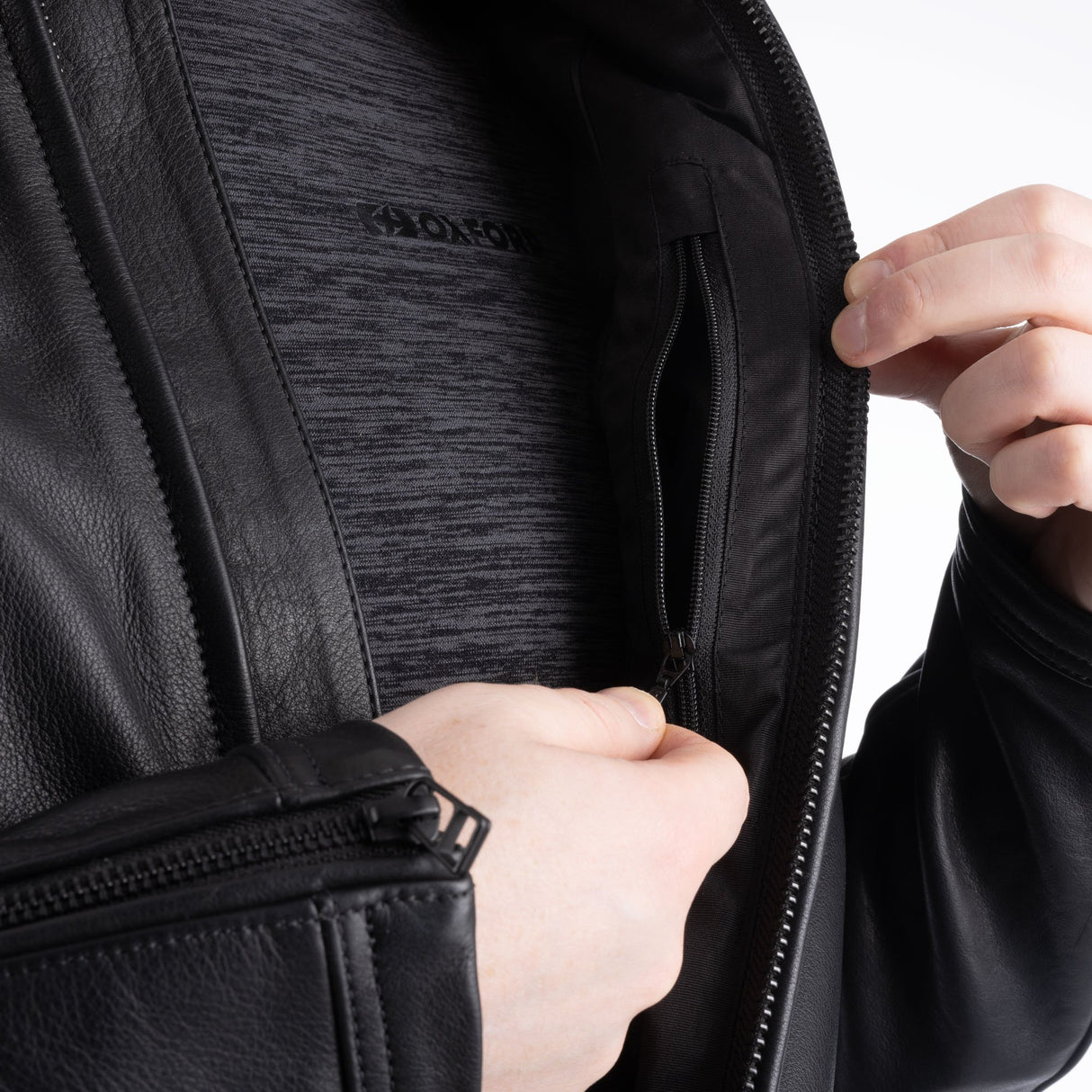 Oxford Henlow Men's Leather Motorcycle Jacket Black