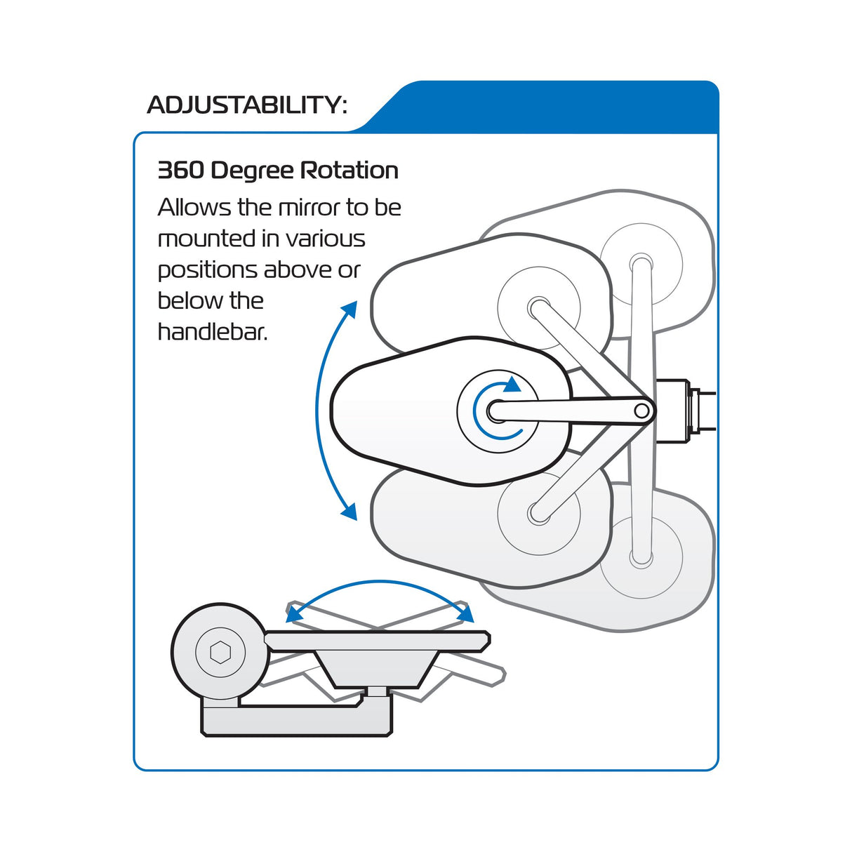 Oxford OX510 Shield 360 Motorcycle Bar End Mirror