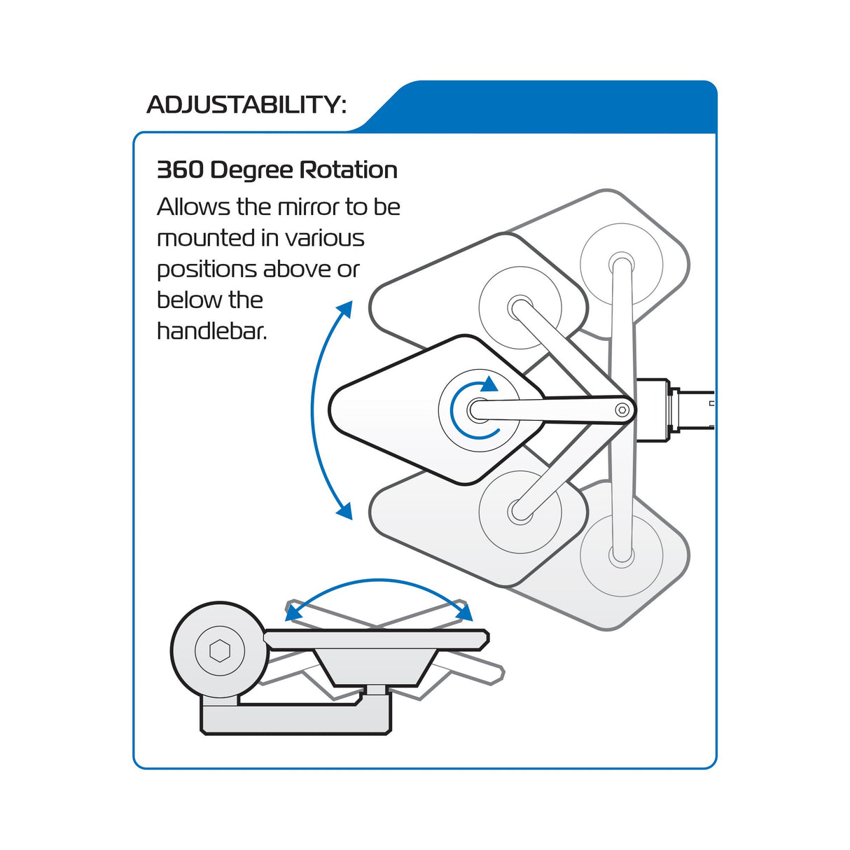 Oxford OX511 Arrow 360 Motorcycle Bar End Mirror