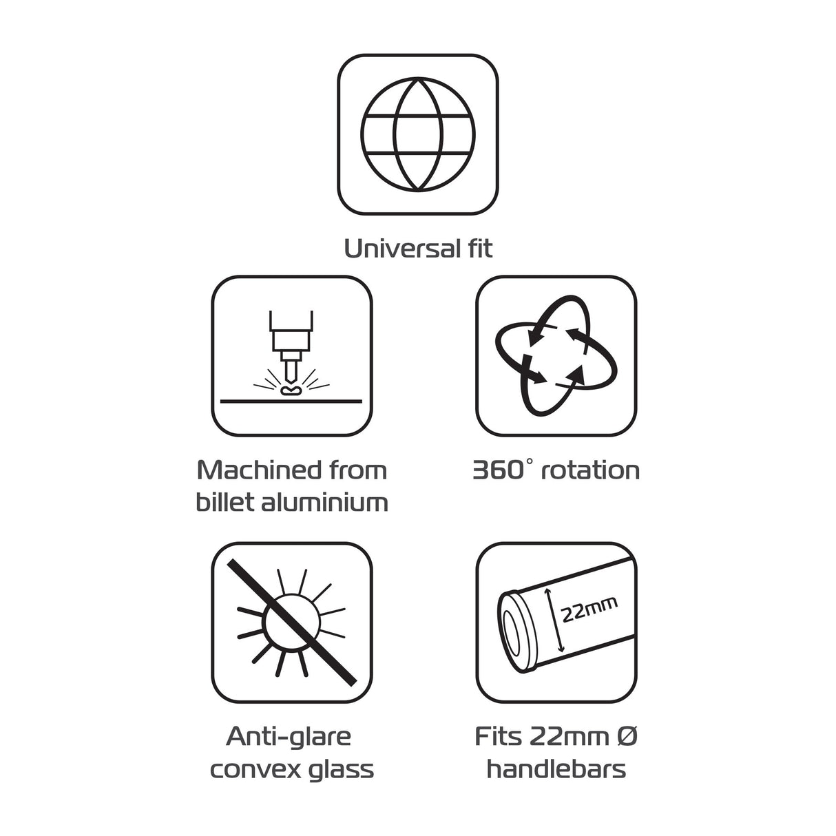 Oxford OX511 Arrow 360 Motorcycle Bar End Mirror