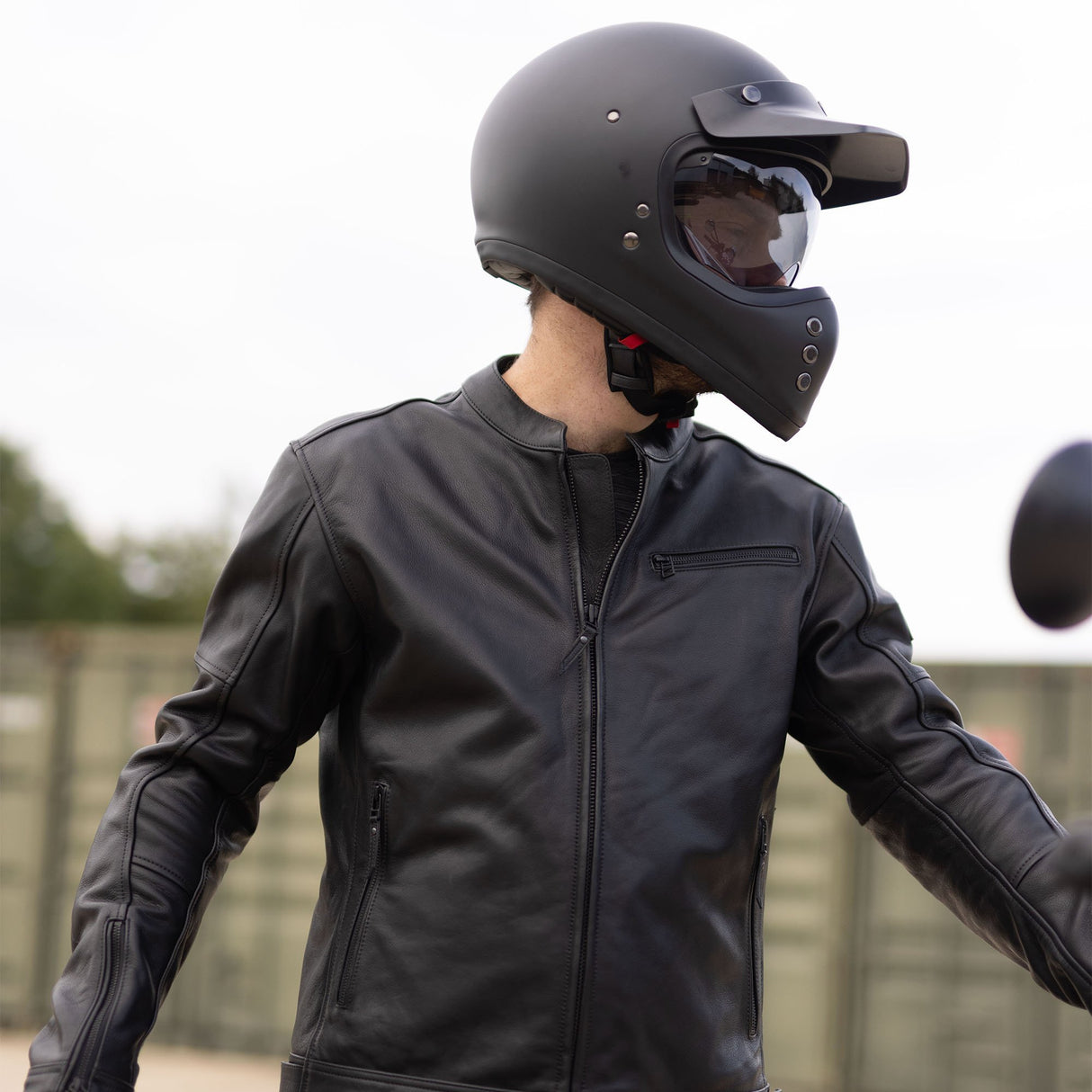 Oxford Henlow Men's Leather Motorcycle Jacket Black