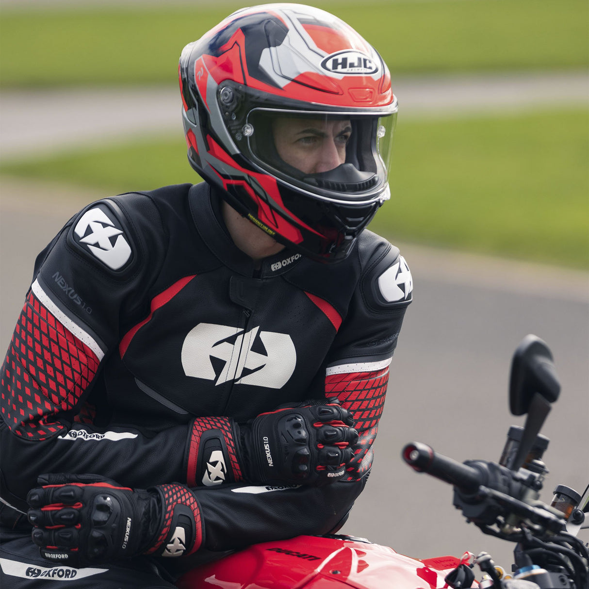 Oxford Nexus 1.0 Men's Leather Black/Red Motorcycle Jacket