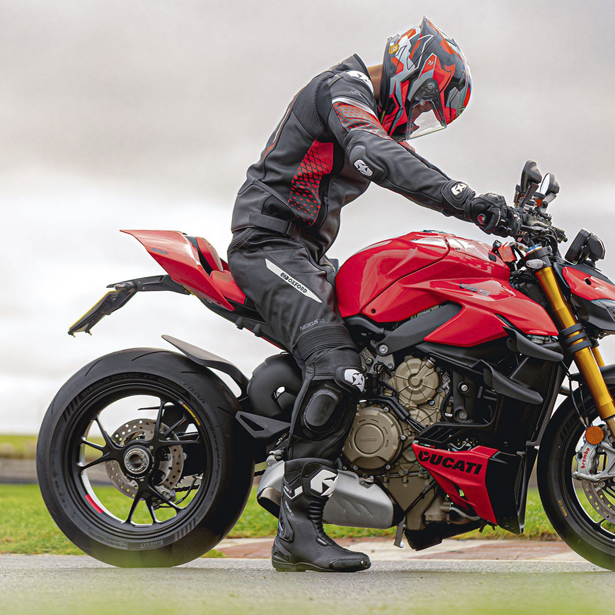 Oxford Nexus 1.0 Men's Leather Black/Red Motorcycle Jacket